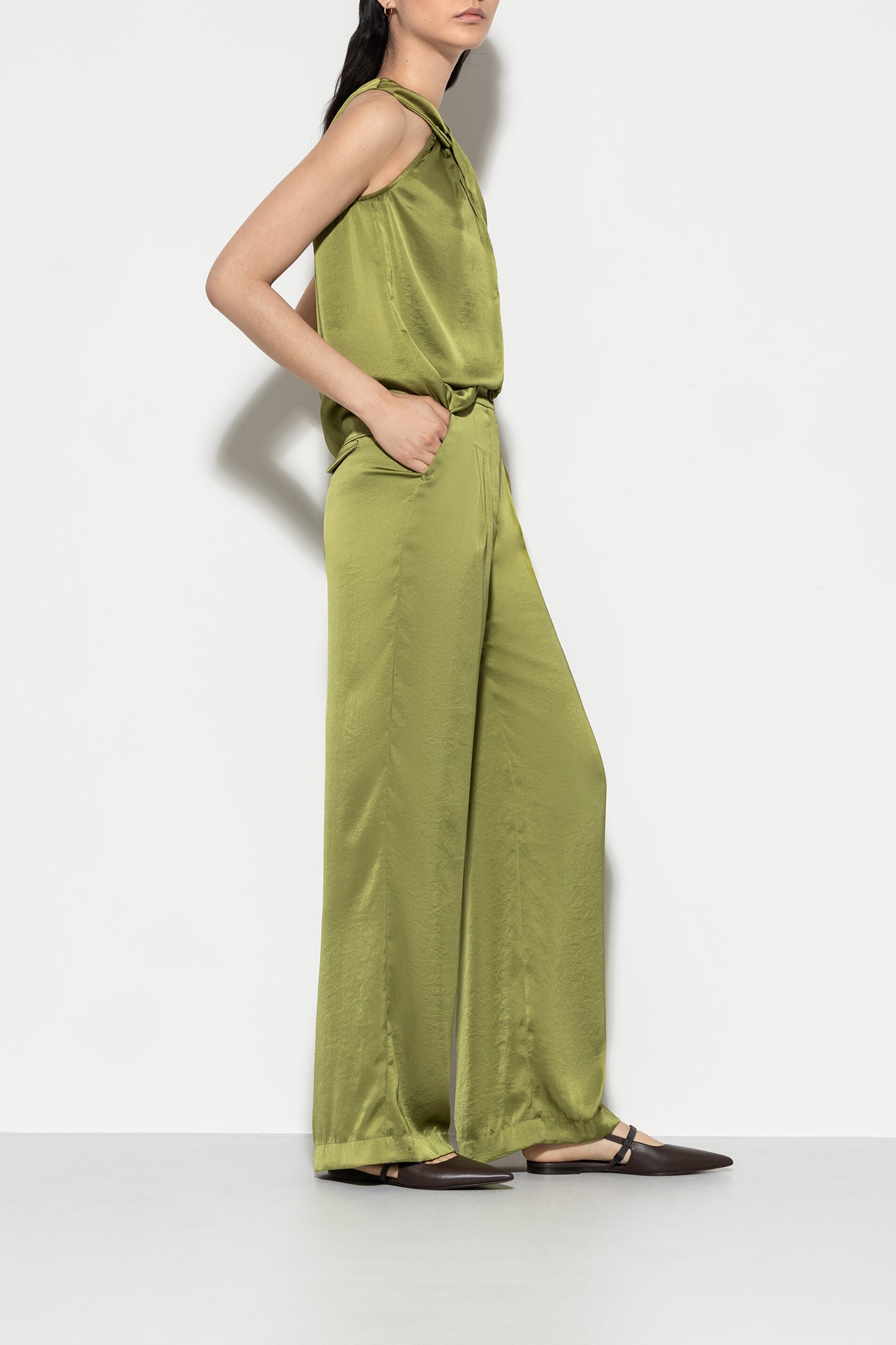 LUISA CERANO  608715/2307-0 Wideleg-Pants mit Bundfalten moss green grün