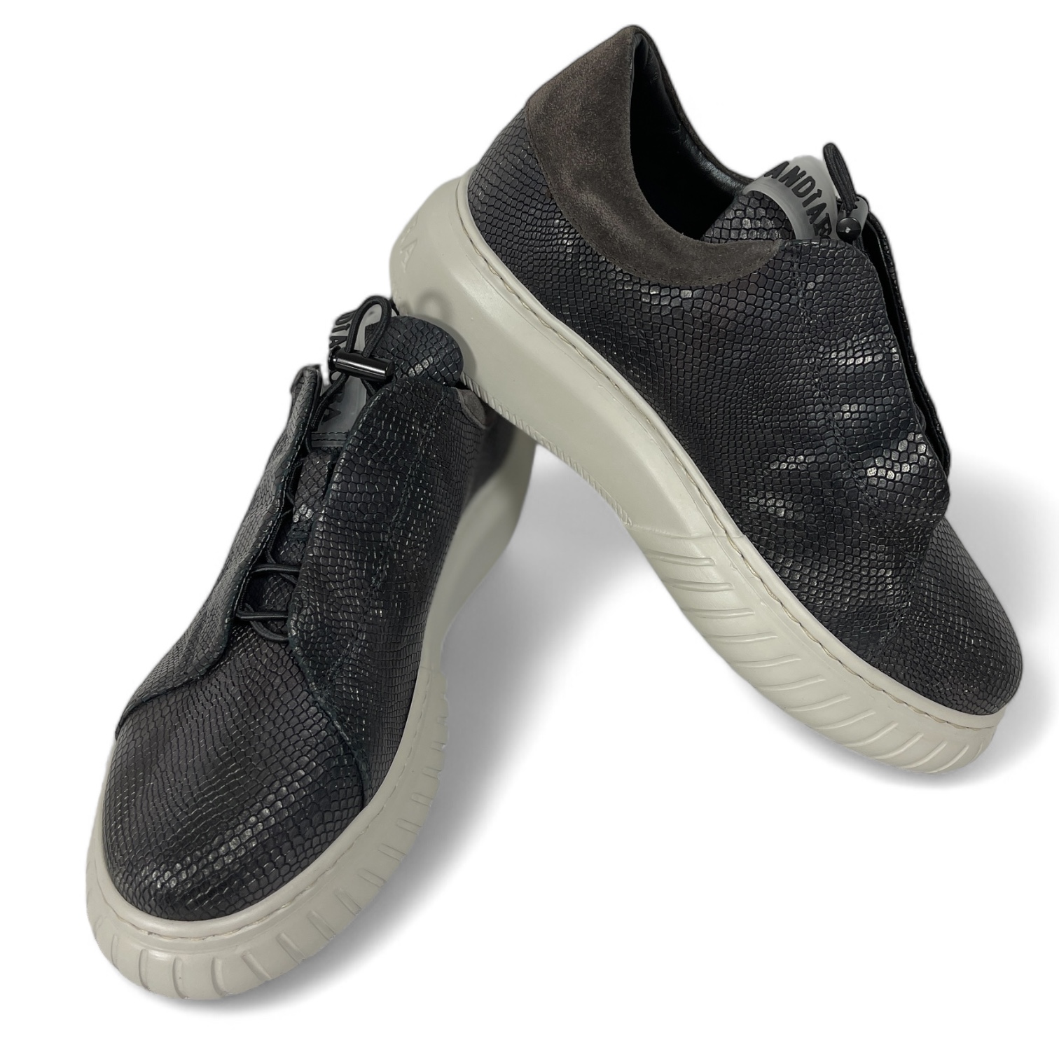 ANDIA FORA DOVER - LIBI 24 SUEDE CITRINE DAMEN SLIPPER REPTILMUSTER SNEAKER BLACK