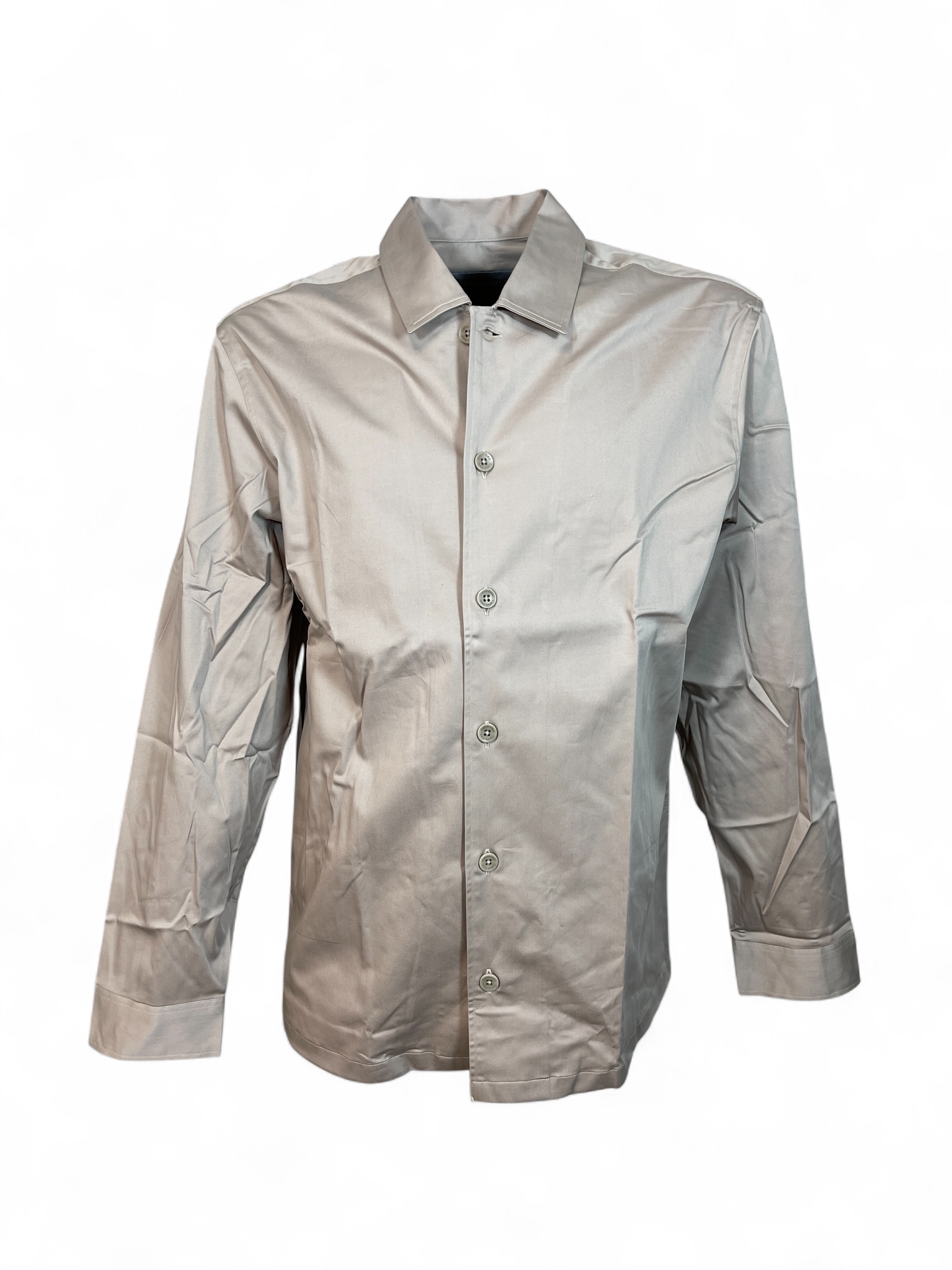 CALVIN KLEIN  K10K112627 STRETCH SATEEN TAILORING SHIRT HERREN HEMDJACKE  STEIN GREY
