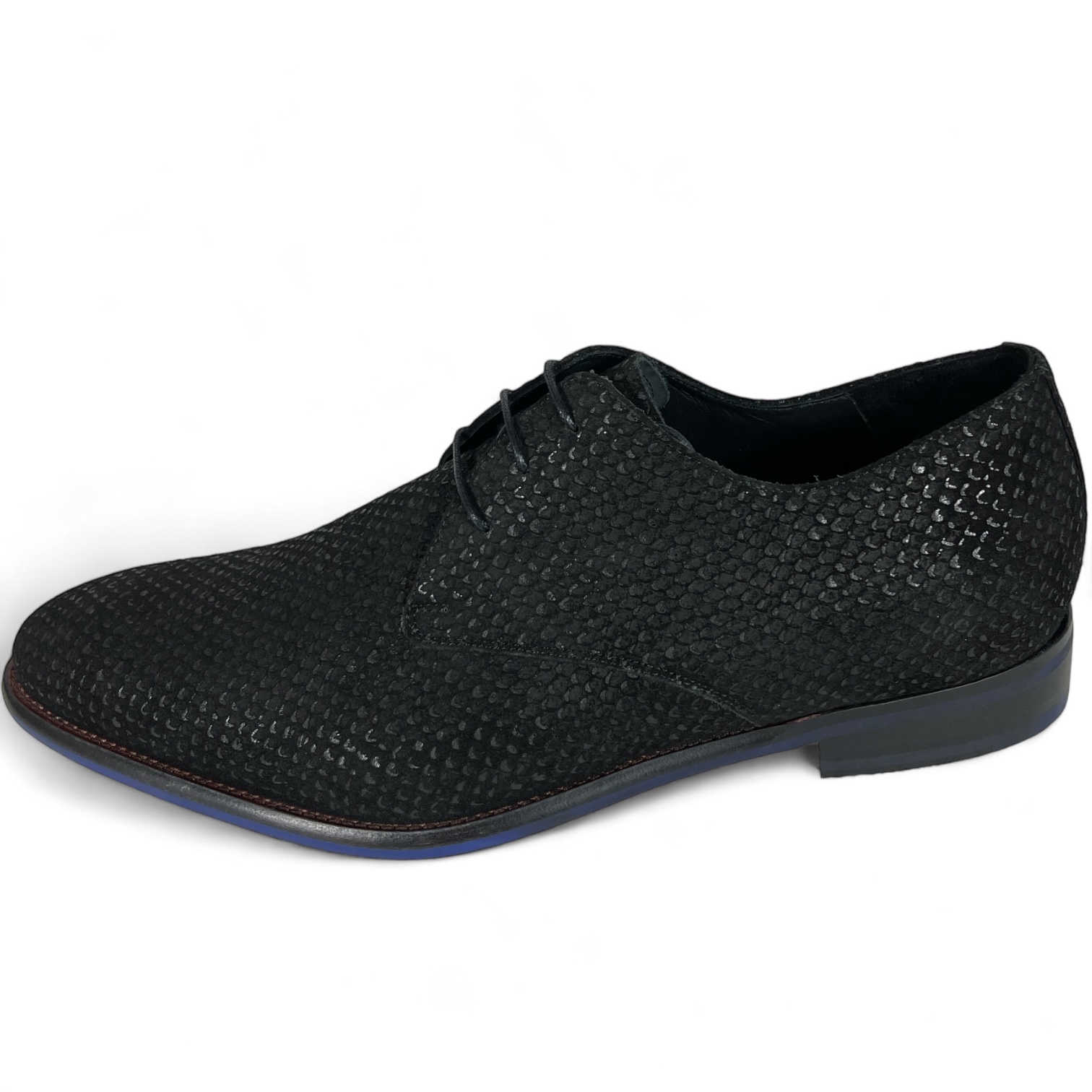 Floris van Bommel SFM-30149-10-01 HERREN BUSINESS SCHNÜRSCHUHE REPTIL MUSTER DE STAPPER 06.17 DRESSED SUEDE BLACK