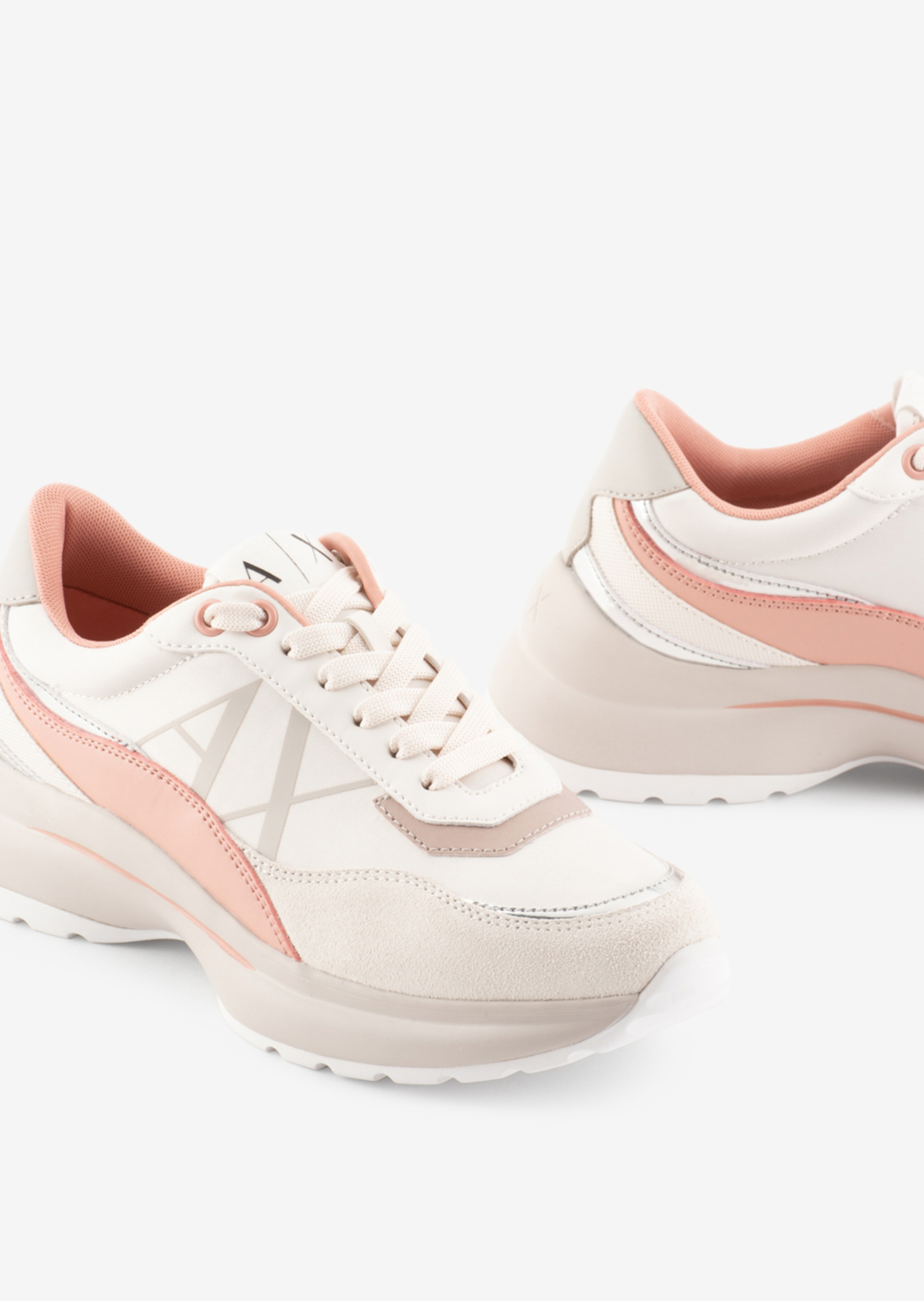 ARMANI XDX100 XV577 Damen Sneaker Weiß/Rosa/Silber S030