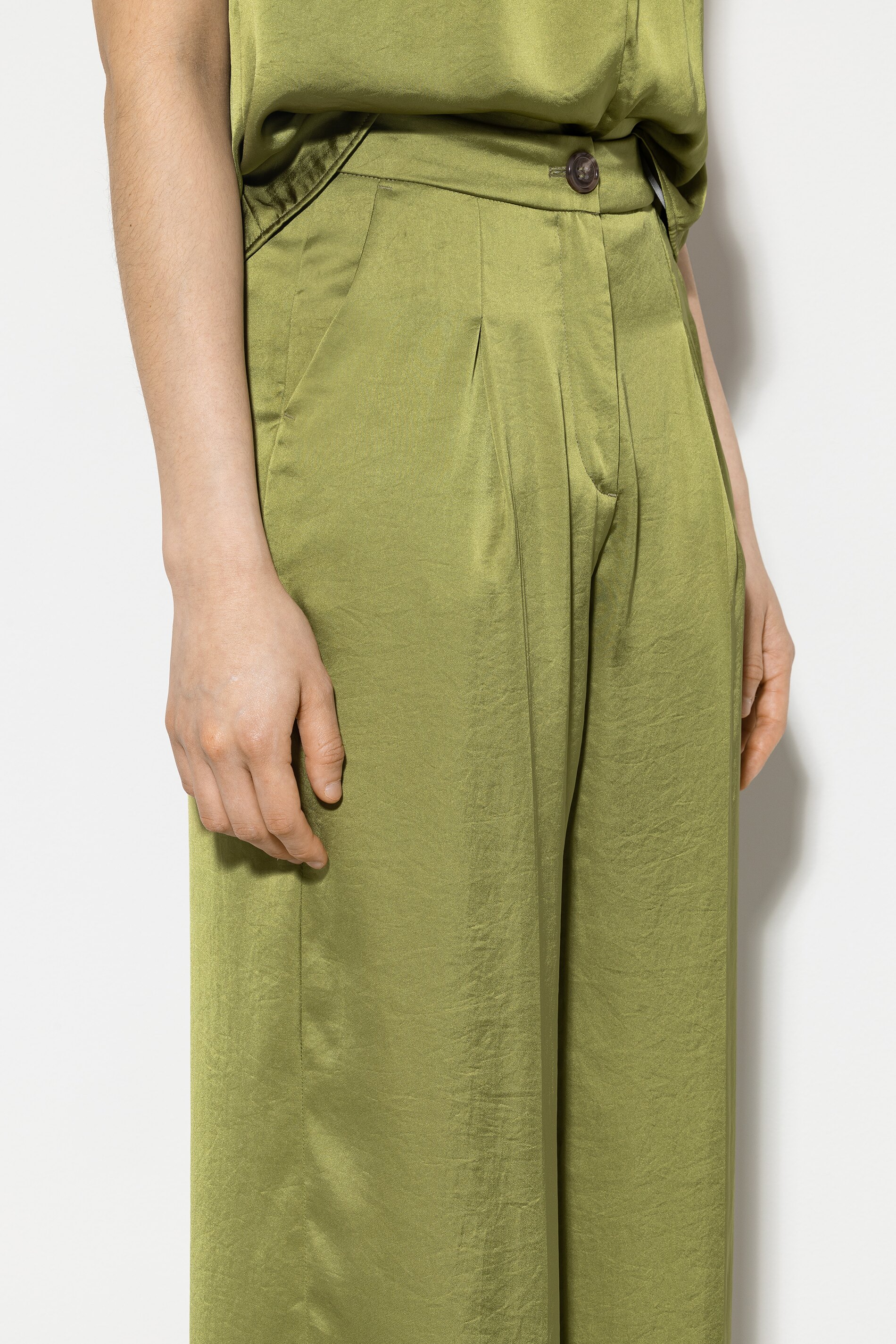 LUISA CERANO  608715/2307-0 Wideleg-Pants mit Bundfalten moss green grün