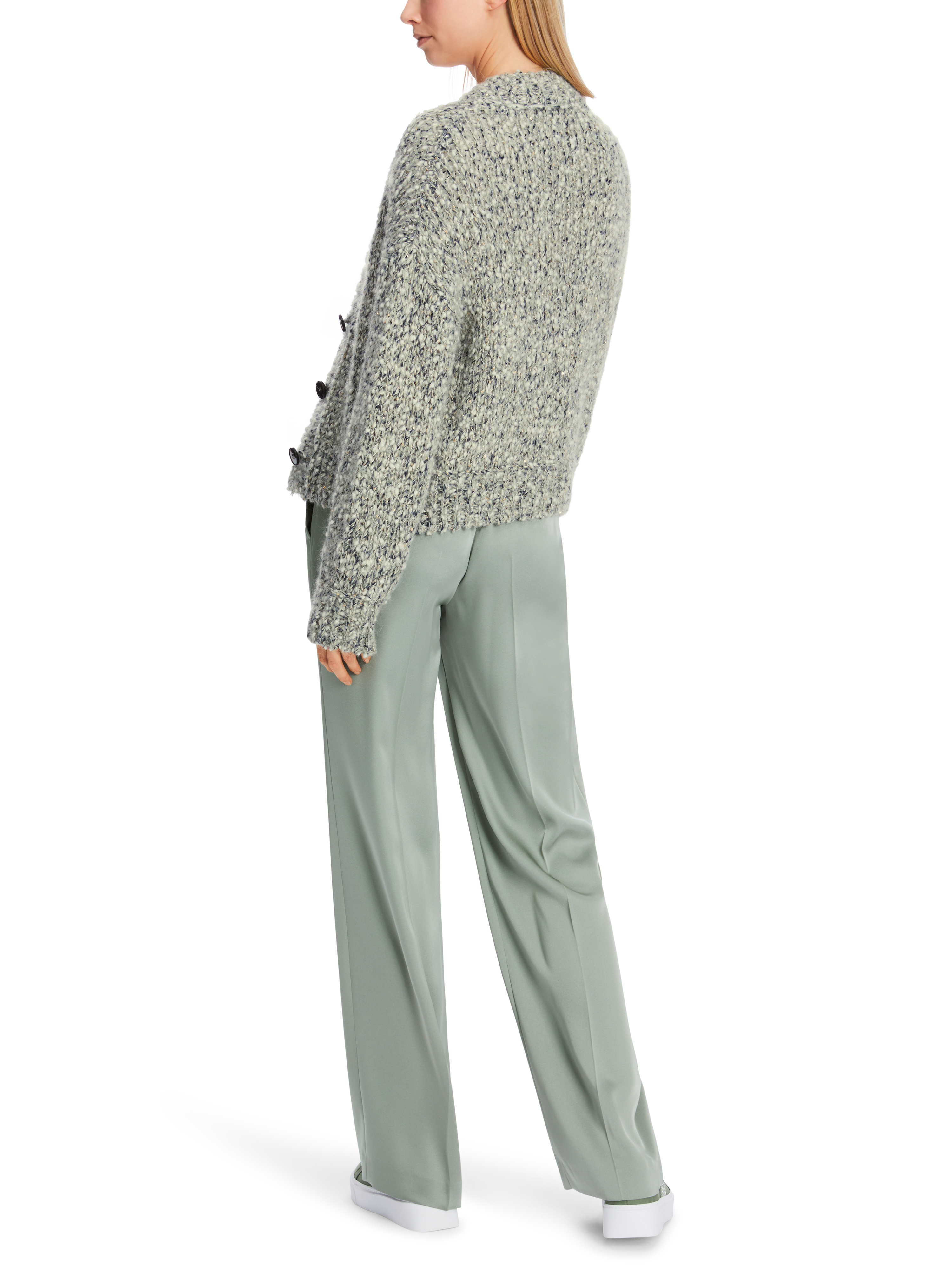 MARC CAIN XC 39.06 M13 Oversized Cardigan Knitted in Germany Frozen Sage Grün