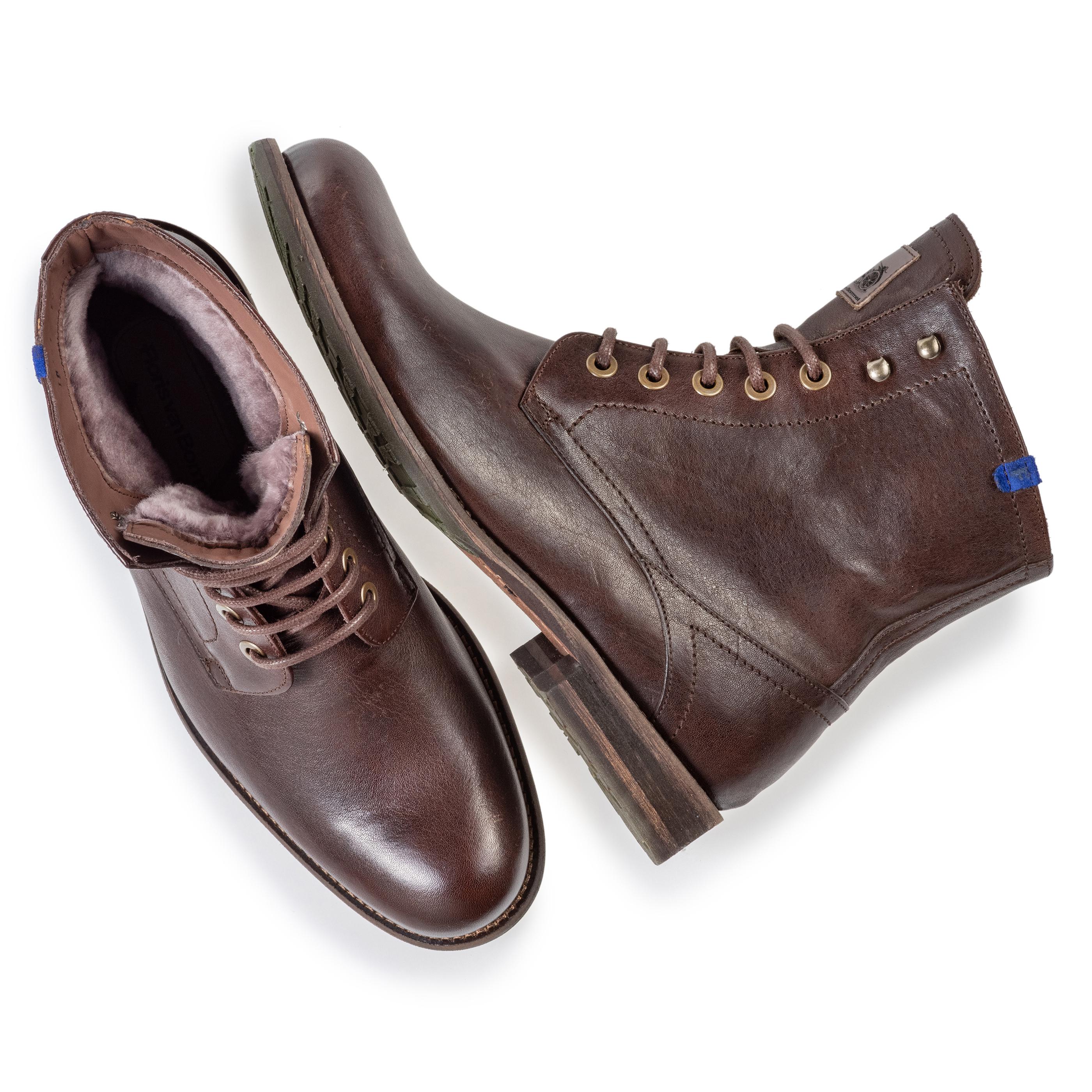 Floris van Bommel 10751/19 Herren Boots Lammfell  Brown Leather 19