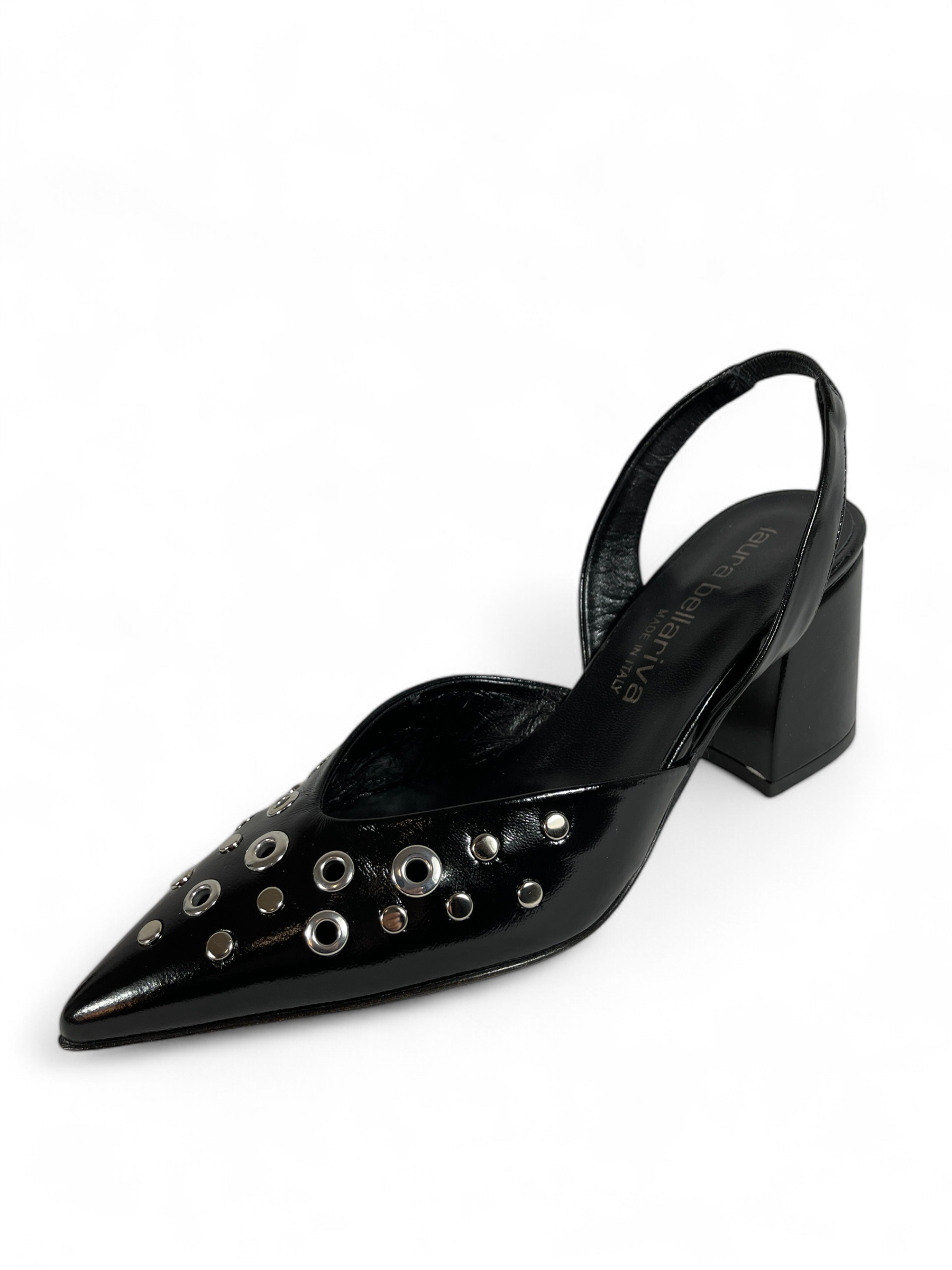Laura Bellariva - 8973R HARRODS Damen Slingpumps mit Ösen Leder Schwarz