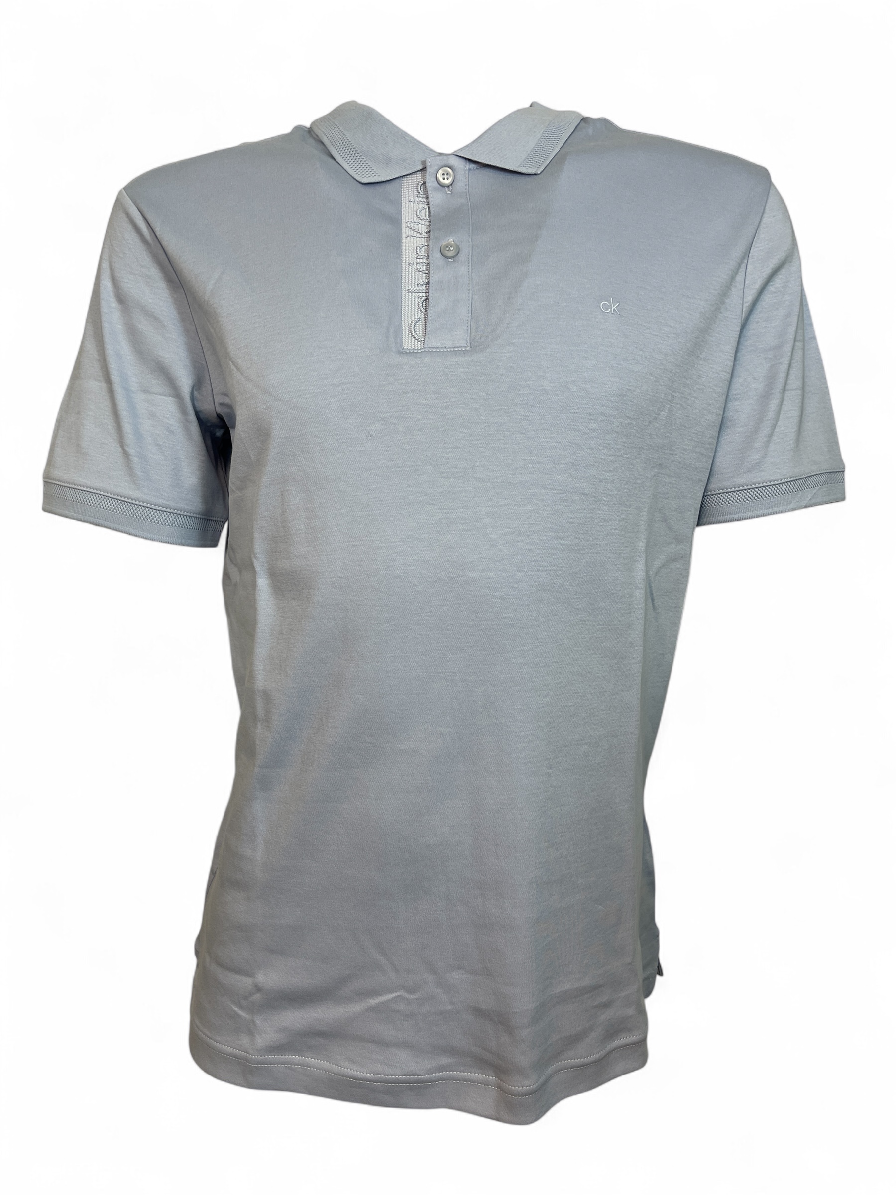 CALVIN KLEIN  K10K114135 LIQUID TOUCH TEXTURE COLLAR POLO HERREN POLO-SHIRT BLUE