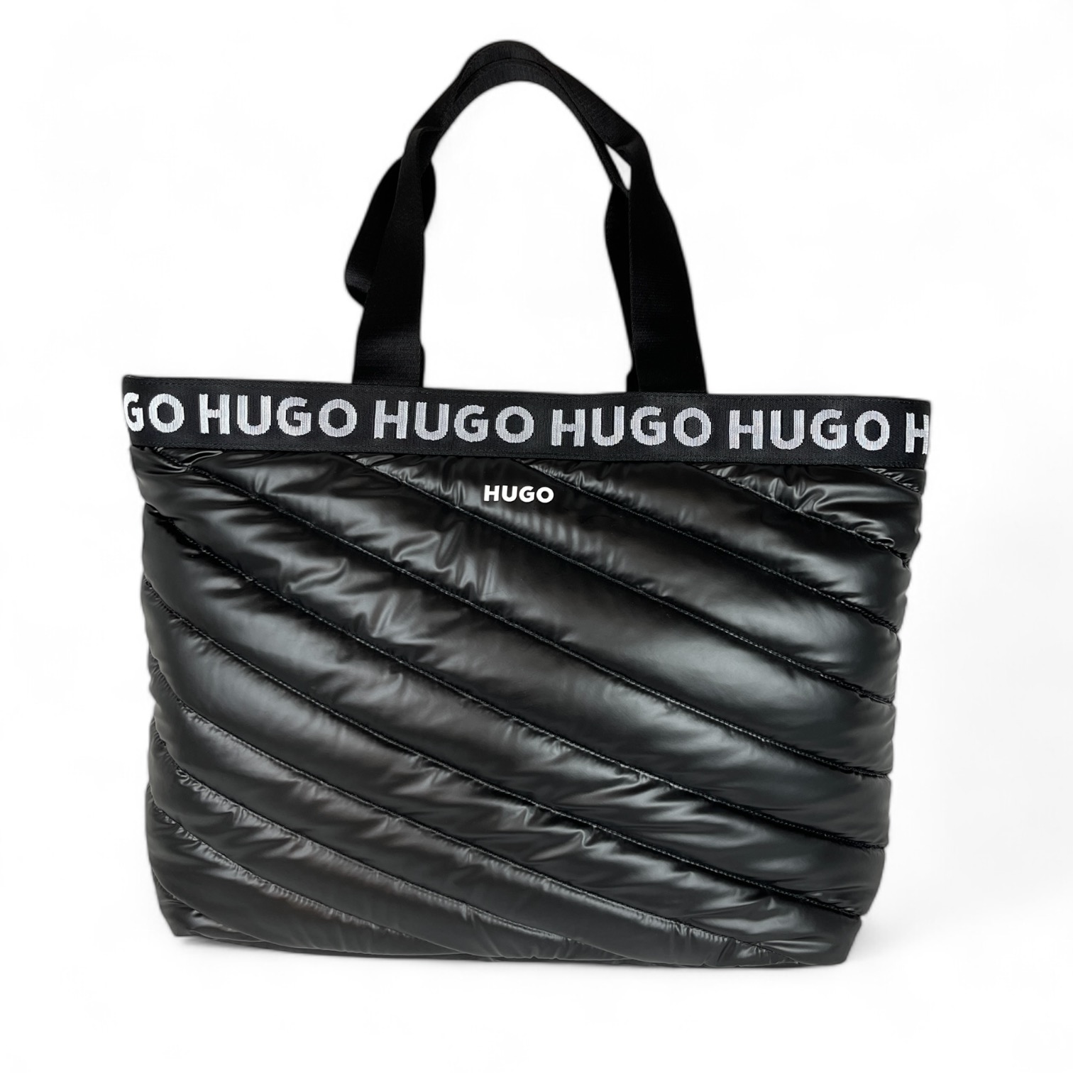 HUGO 50529280 Becky Tote-Puffy 10266545 01 Damen Shopper Gesteppte Tasche Logo Schwarz