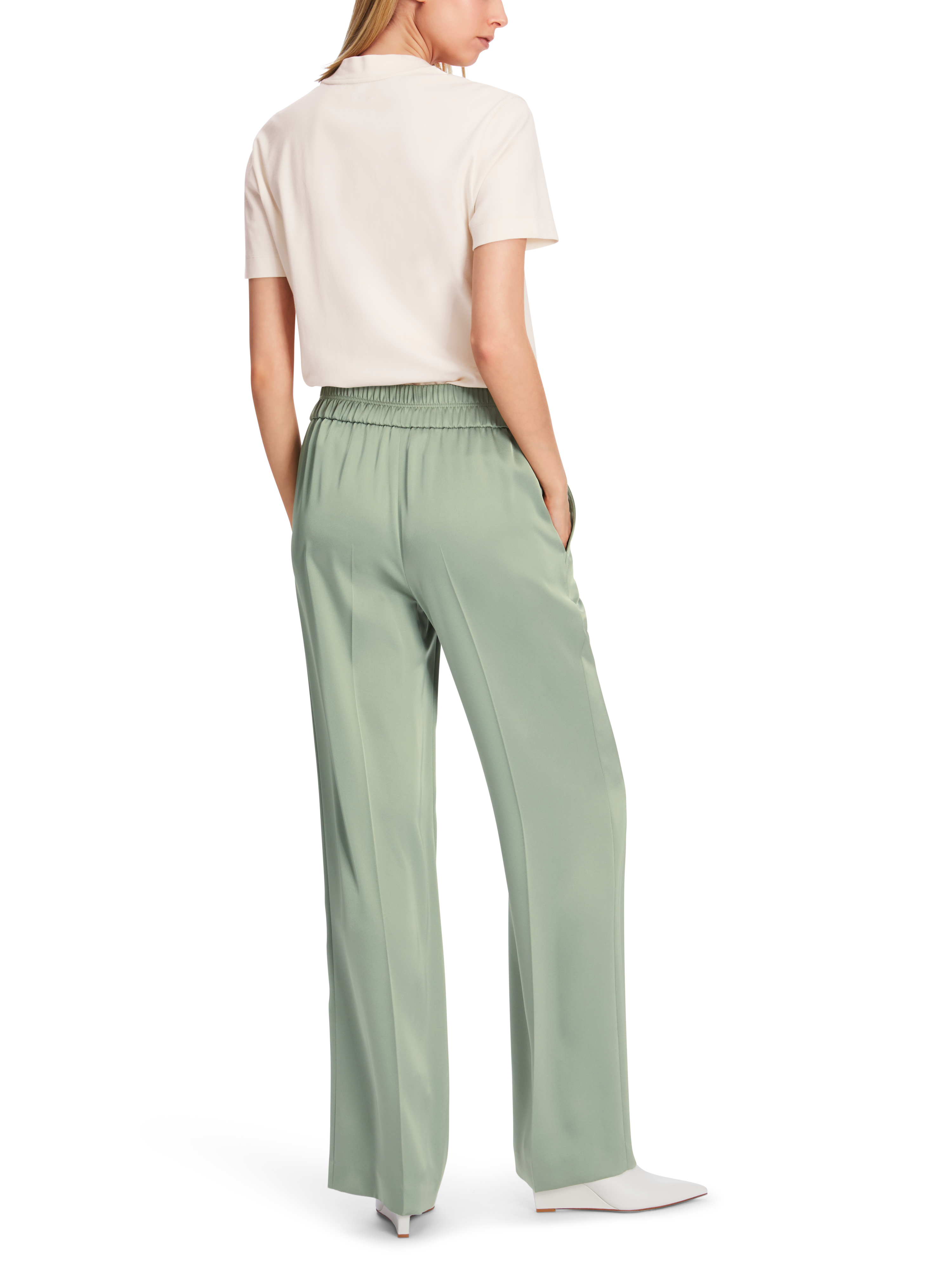 MARC CAIN XC 81.45 W15 WASHINGTON Damen Hose mit weitem Bein frozen sage grün