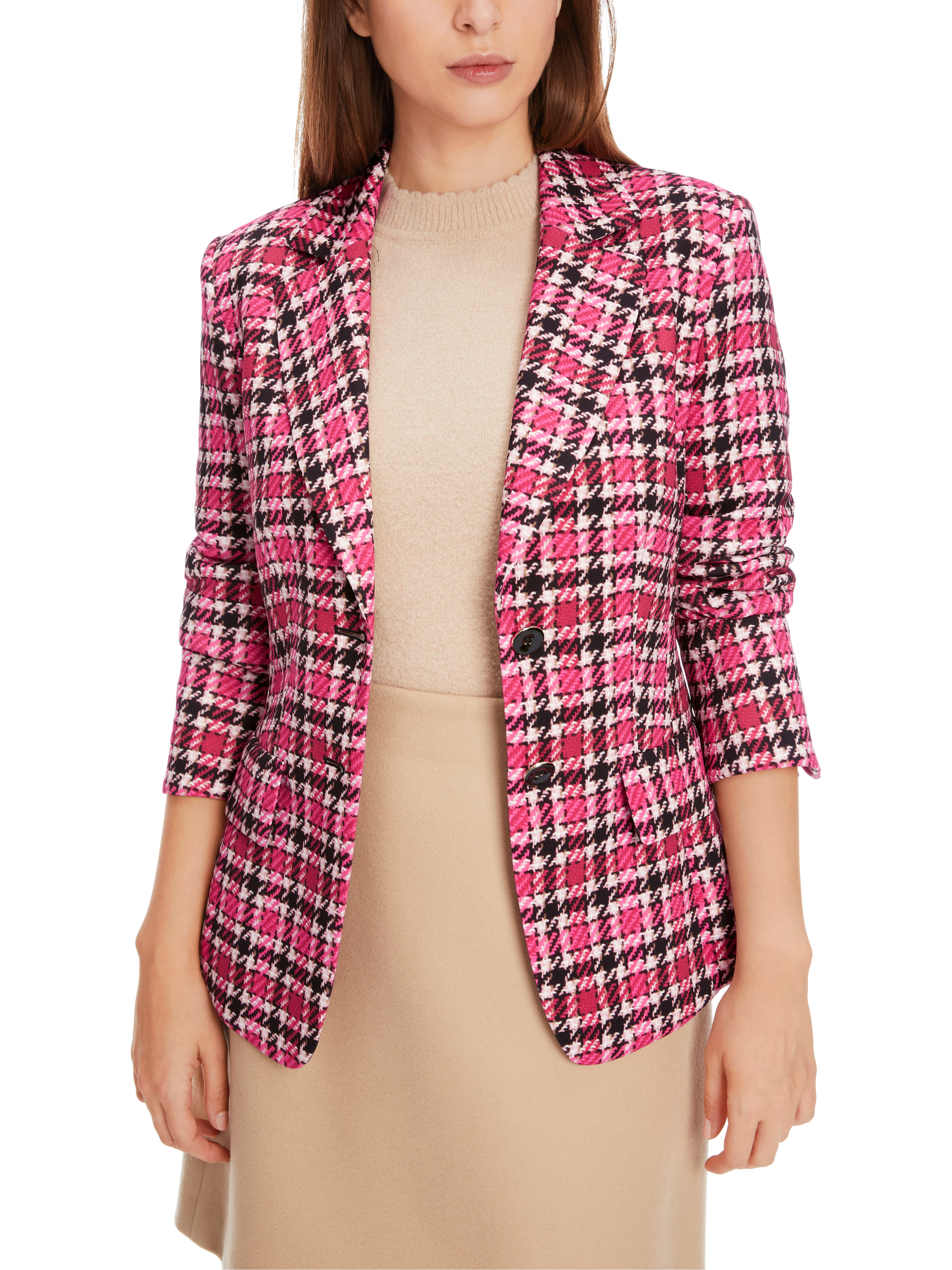 MARC CAIN  XC 34.11 J49 Kurzer Blazer mit Karoprint dragon fruit