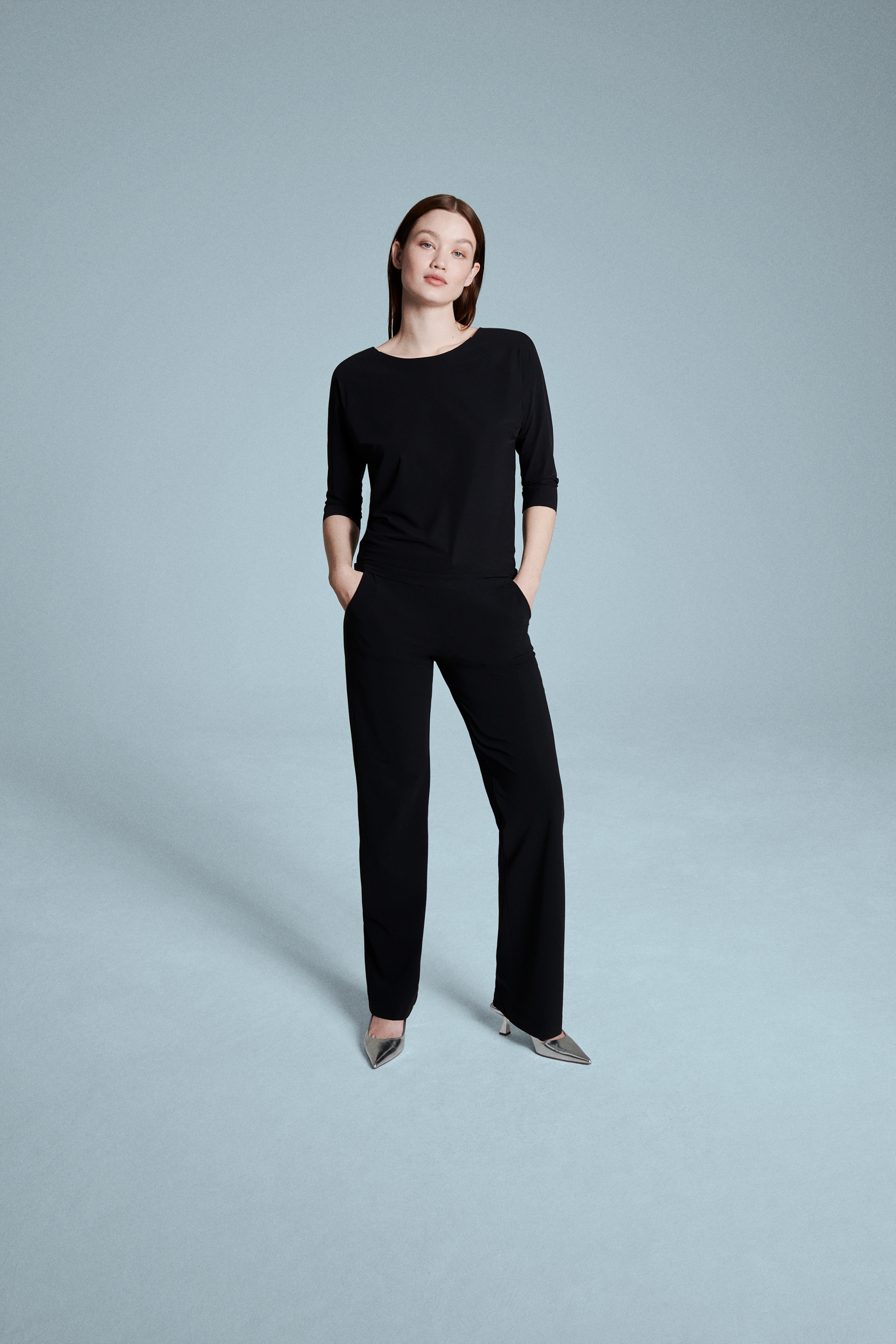 JAPAN TKY NARIKO Damen Bluse T-Shirt mit hohem Stretchkomfort Black-Blue 342