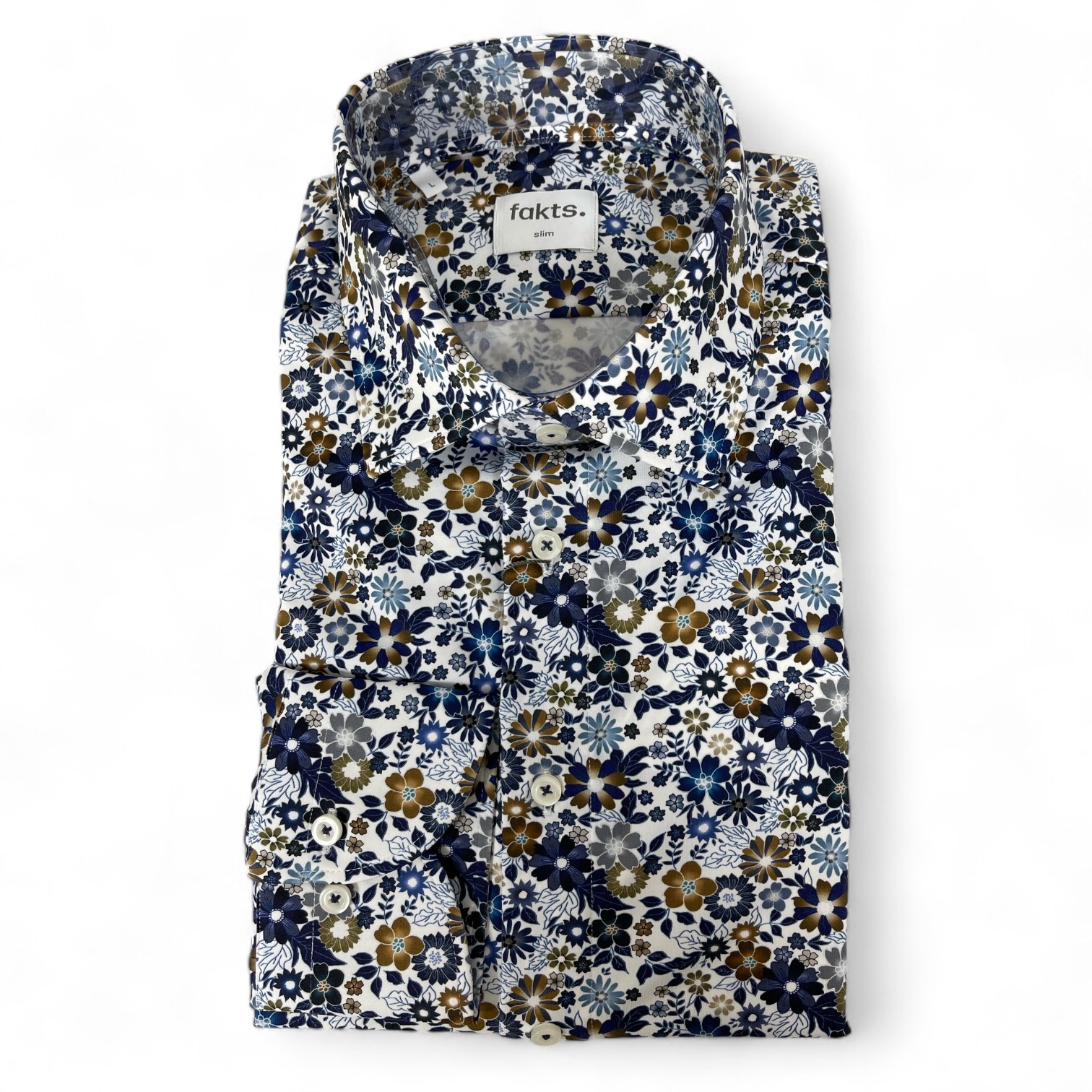 fakts 6292 Shirt Slim Fit Leisure Herren Hemd blue floral 257