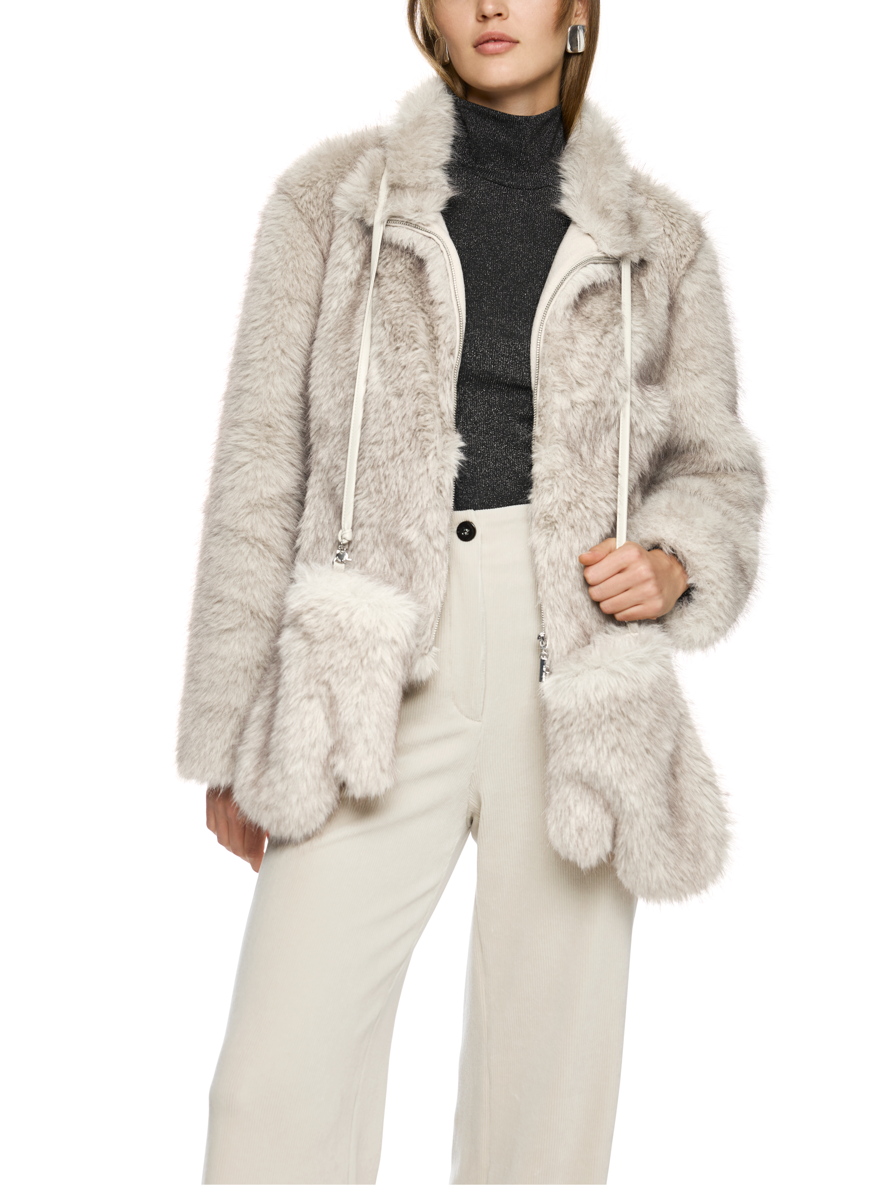MARC CAIN ZC F1.01 Z64 Kuschelige Fake Fur Fäustlinge smoke