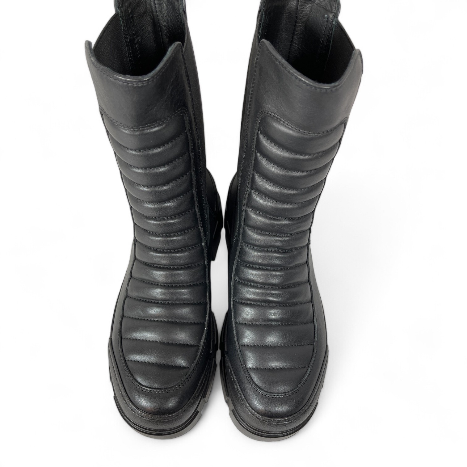 VIC MATIE - 2012 GOSPEL LEDER PLATEAU-STIEFELETTEN BOOTS STRETCH-EINSÄTZE  BLACK