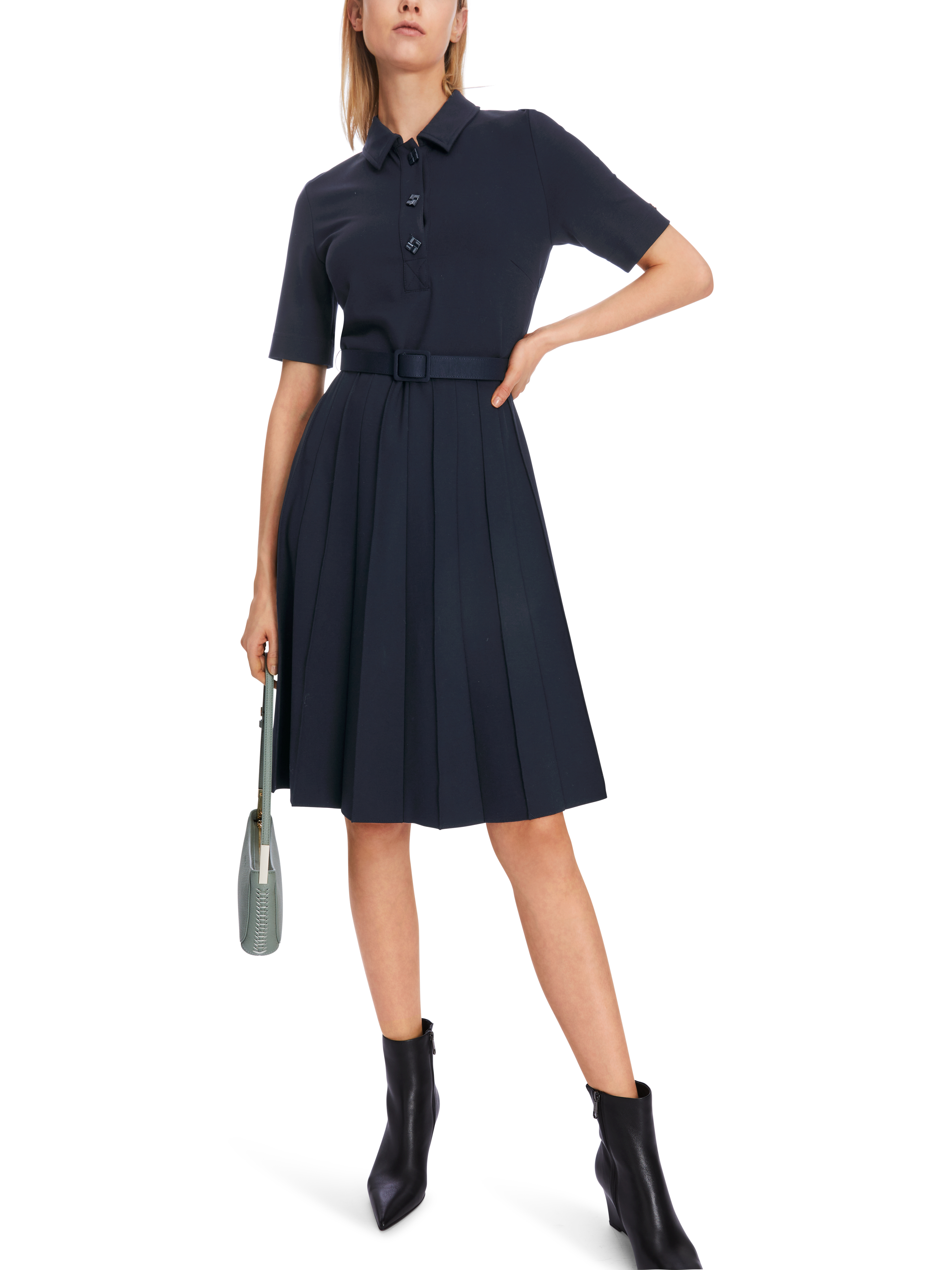 MARC CAIN  XC 21.22 J42 Polokleid mit Faltenrock midnight blue