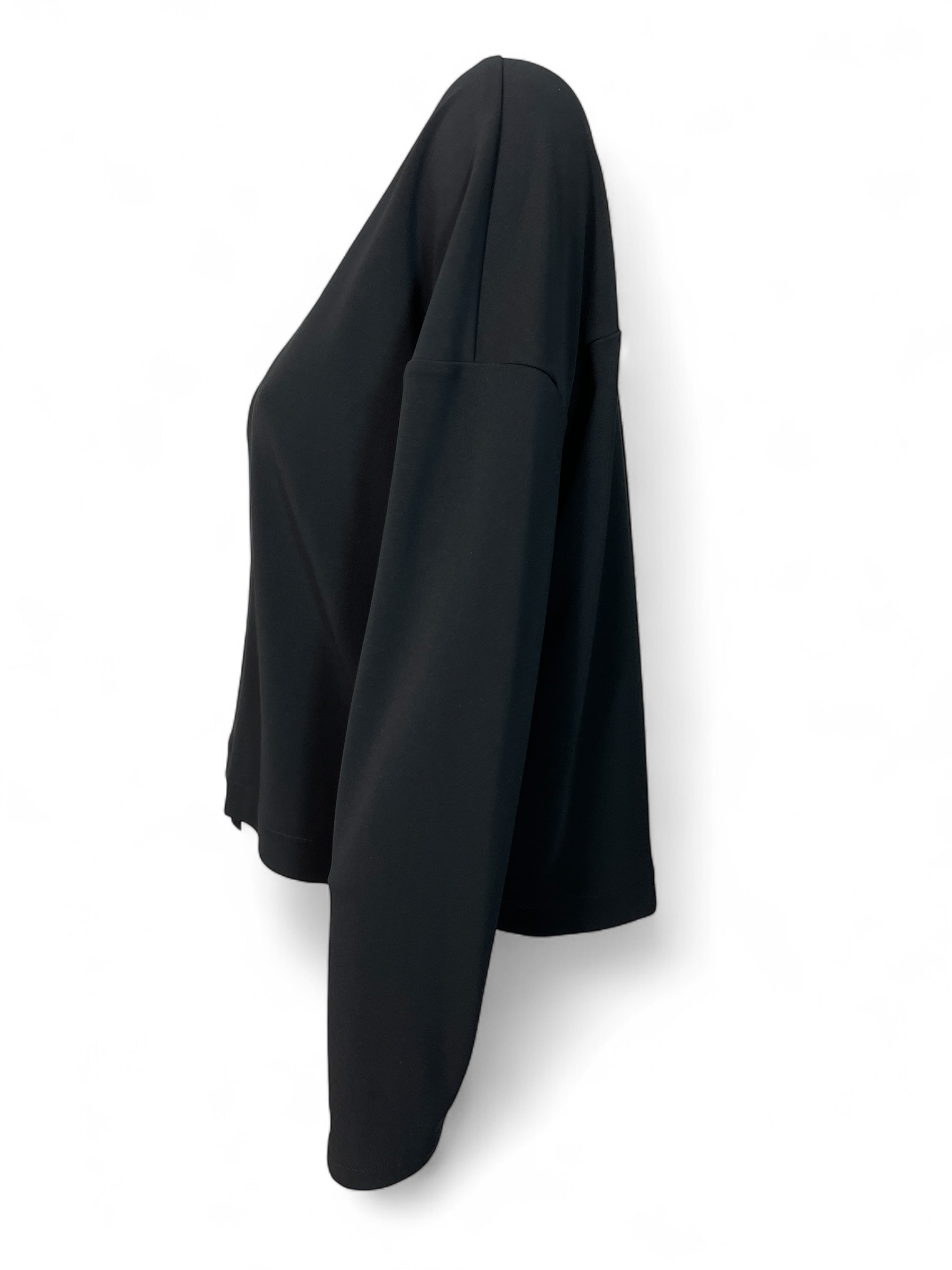 ULI SCHNEIDER  30444 Damen Pullover Micro Jersey Pleat Sweatshirt Black