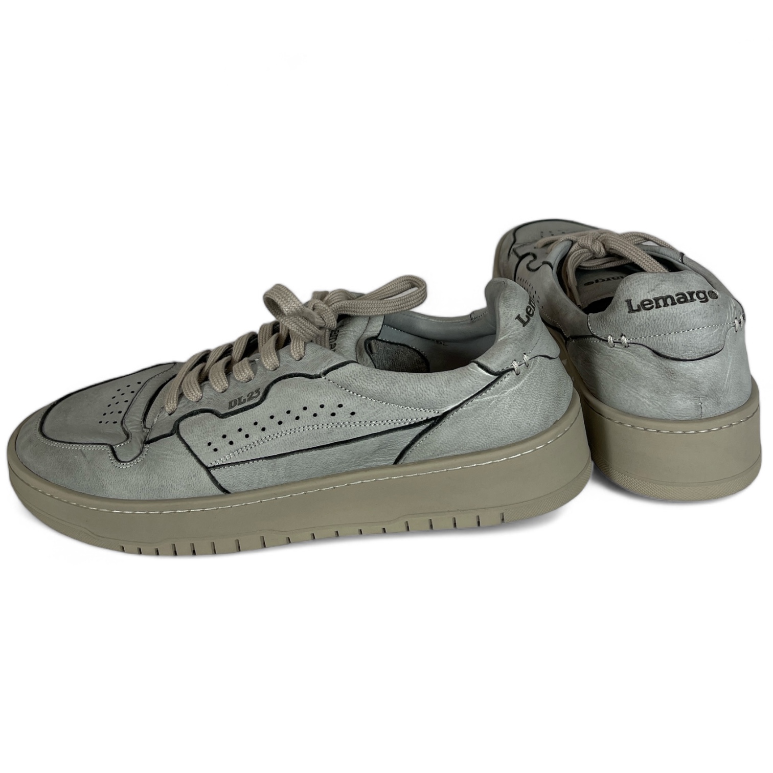 LEMARGO HB01A CERVO CEMENTO HERREN SNEAKER IN STONE-WASHED OPTIK LEDER HELLGRAU