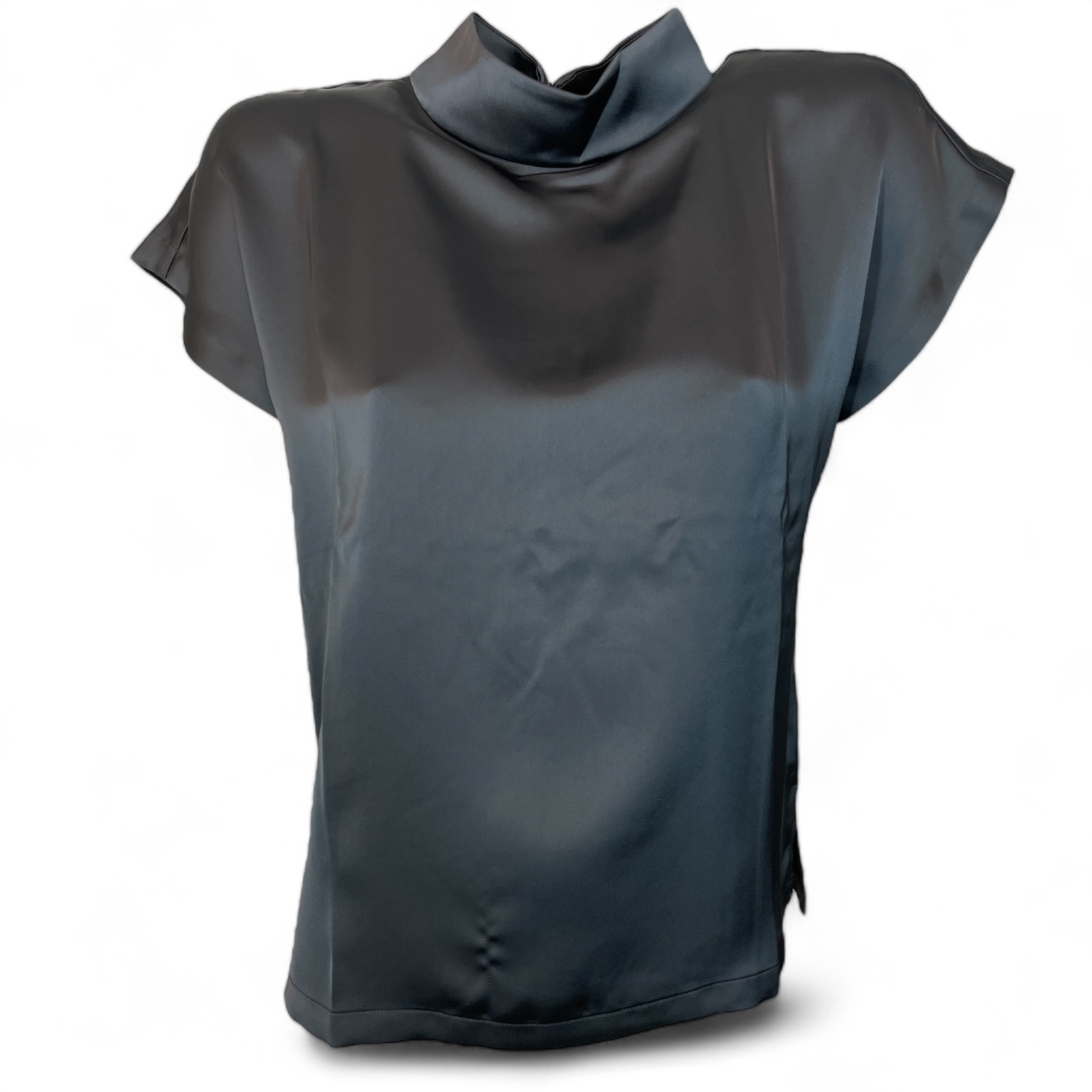 HUGO  50525896 Caneli-1 10263720 01 Damen Top aus fließendem Satin mit Stehkragen Schwarz