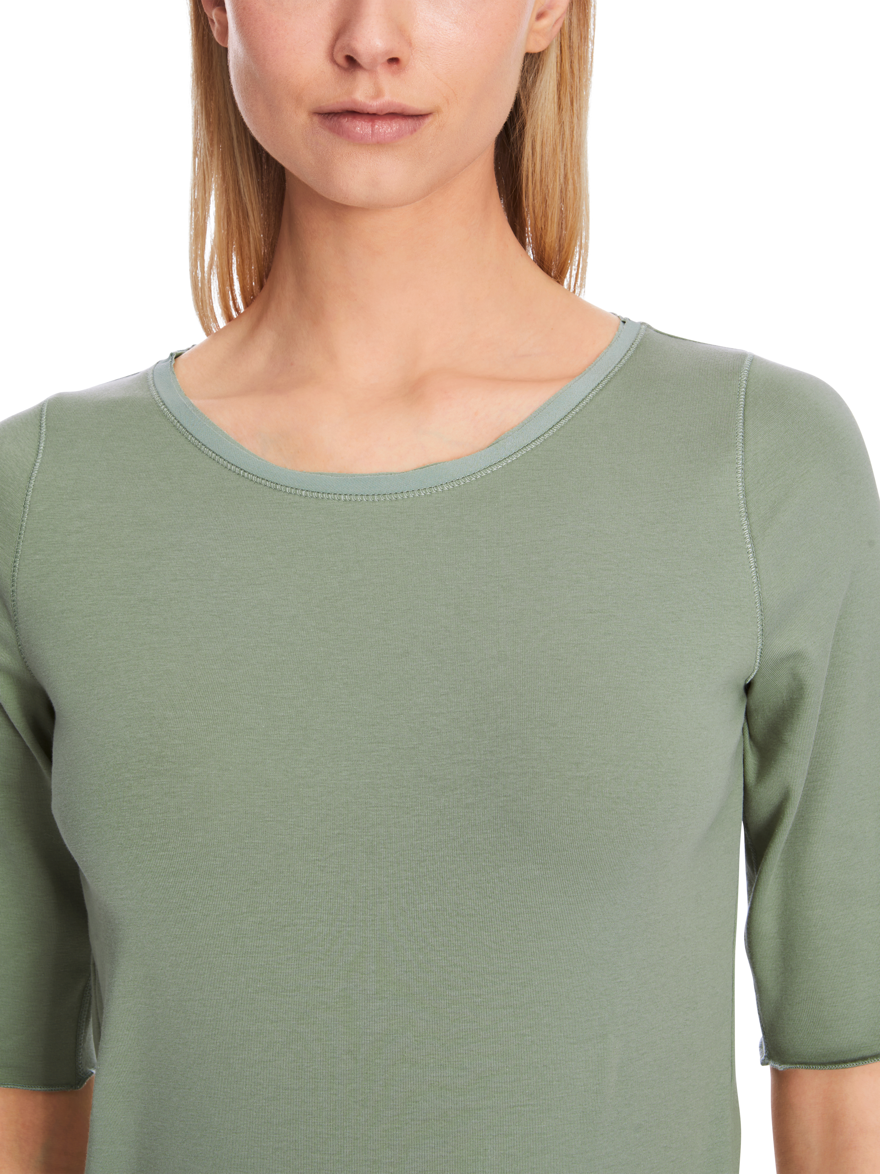 MARC CAIN XC 48.13 J15 Damen T-Shirt mit Turn-up-Ärmeln frozen sage grün