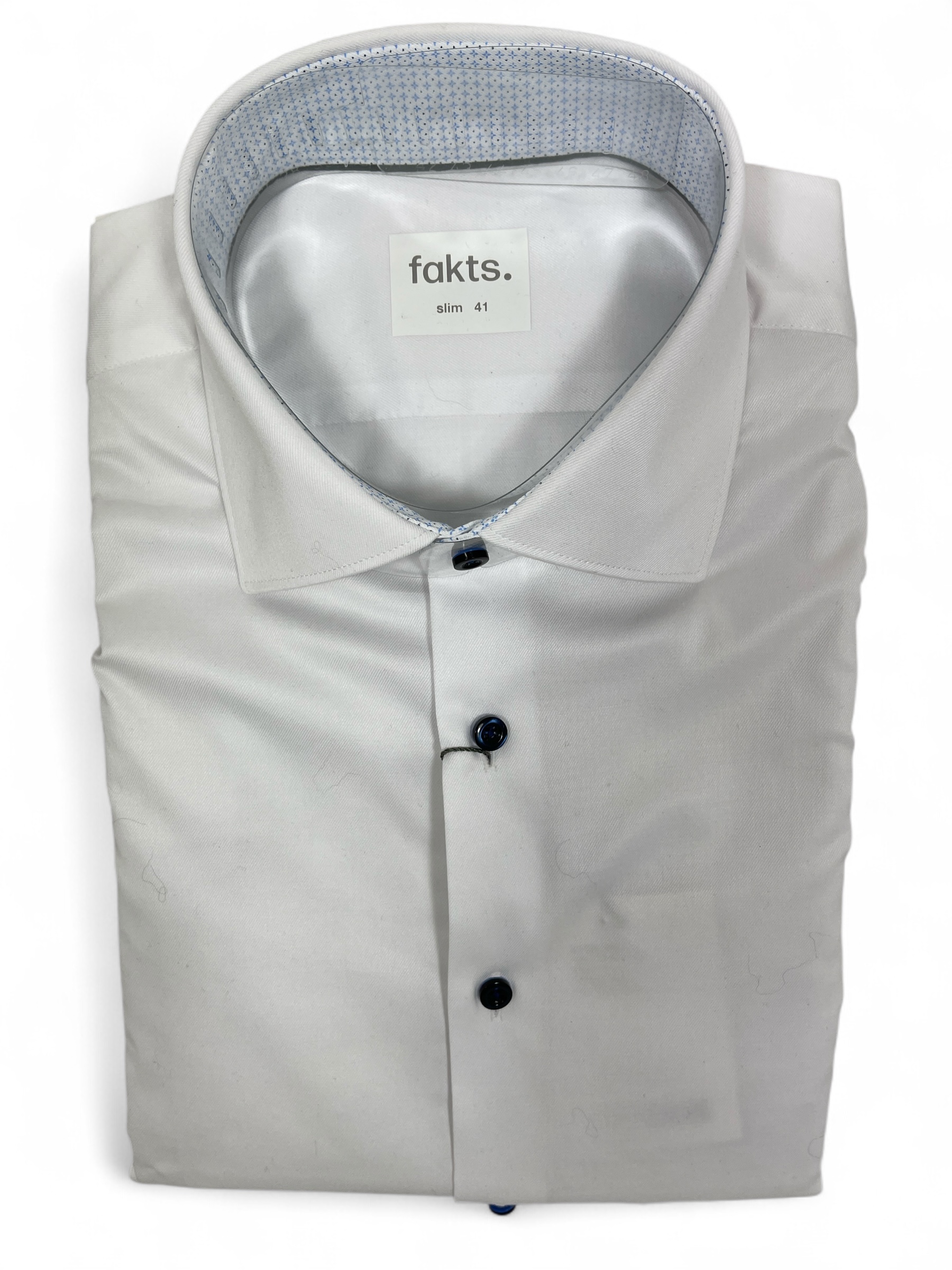 fakts 9045 Shirt Slim Fit Busy Herren Hemd white uni