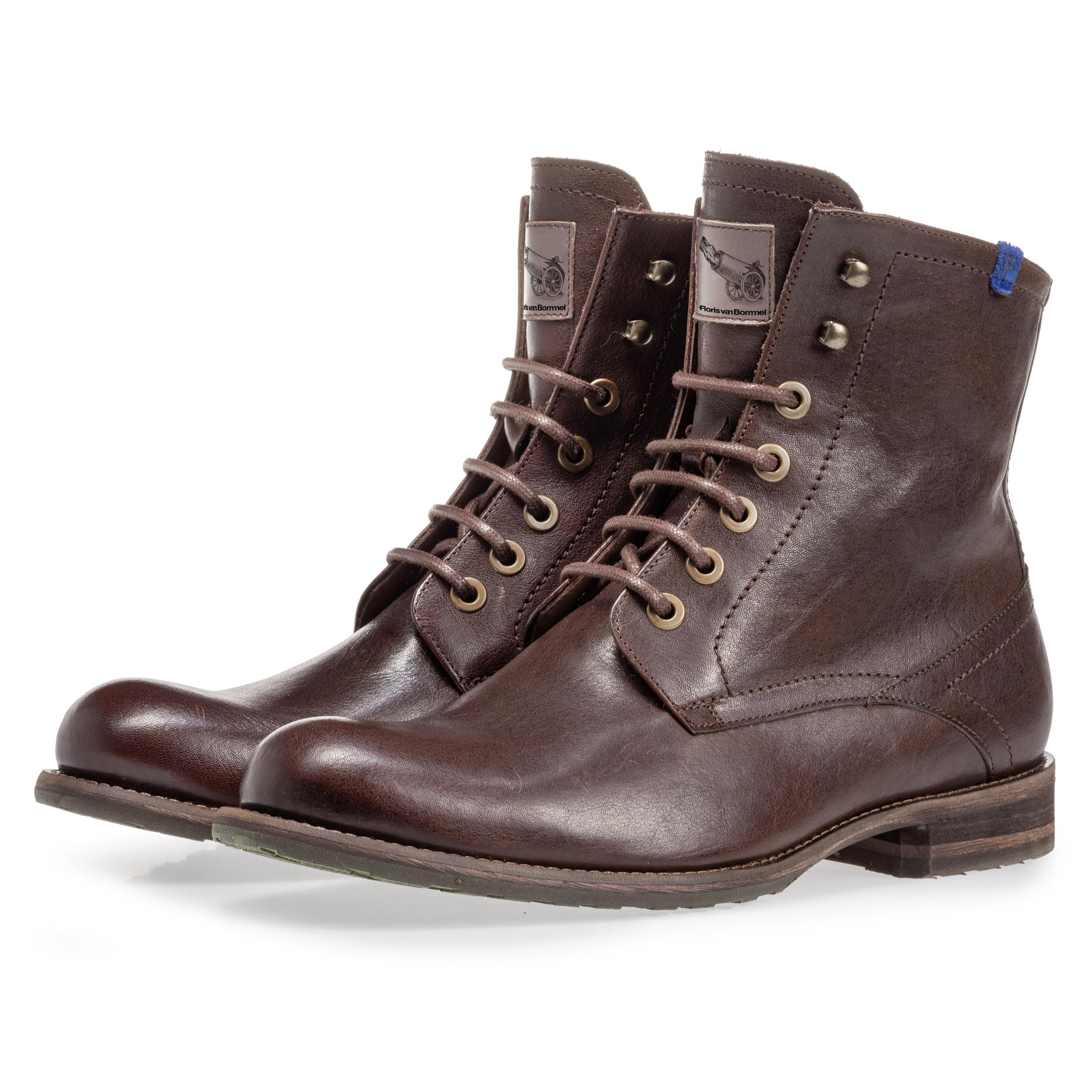 Floris van Bommel 10751/19 Herren Boots Lammfell  Brown Leather 19