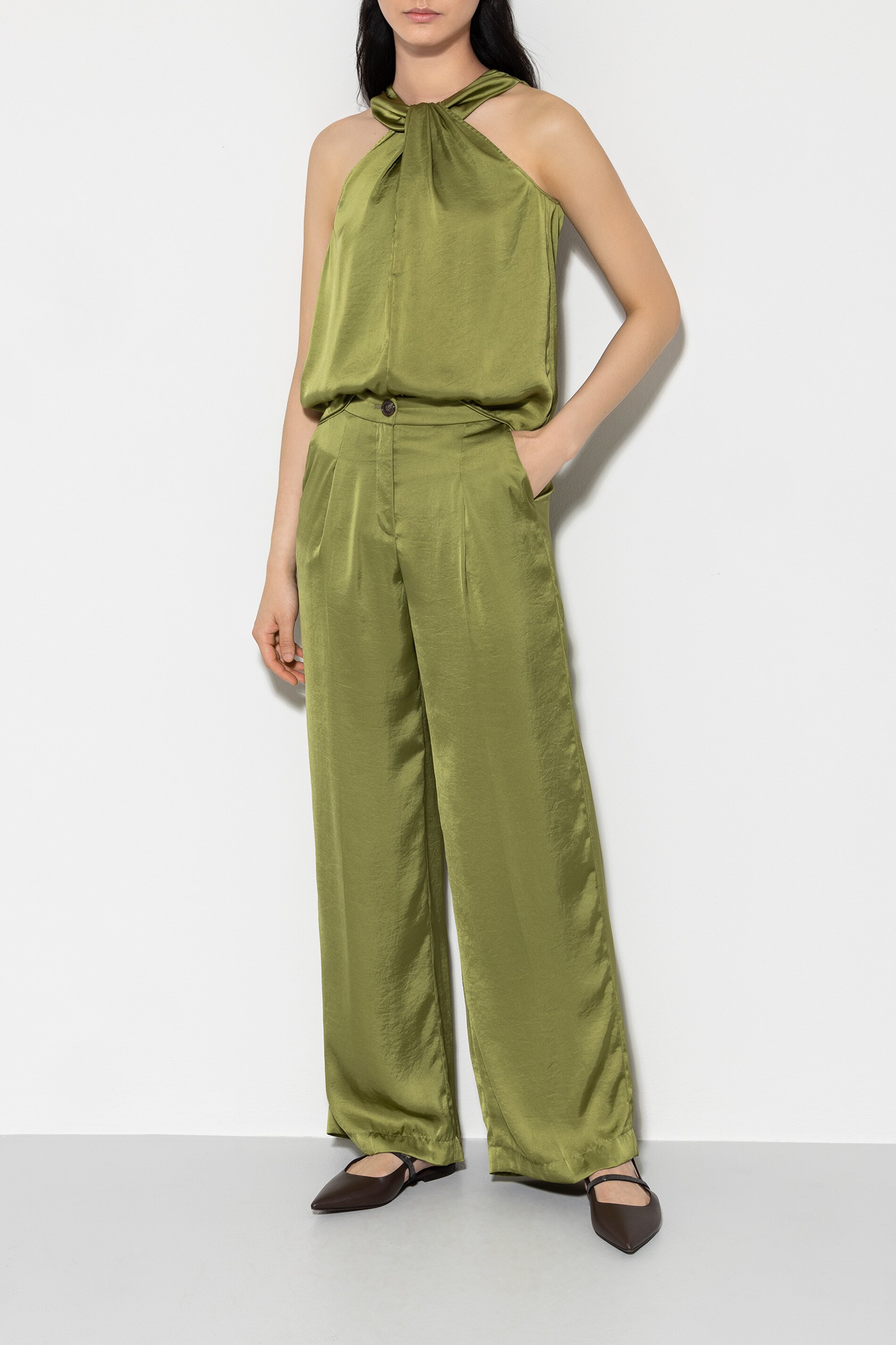 LUISA CERANO  608715/2307-0 Wideleg-Pants mit Bundfalten moss green grün