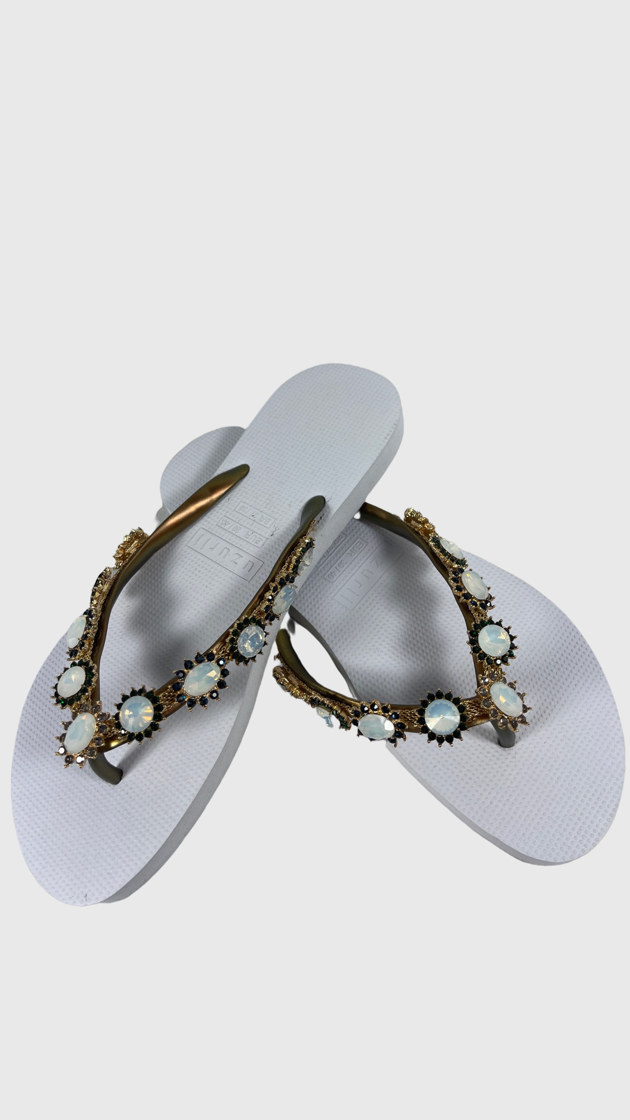 UZURII PEARL MONROE DAMEN FLIP FLOPS BADE ZEHENTRENNER STRASSSTEINE WHITE