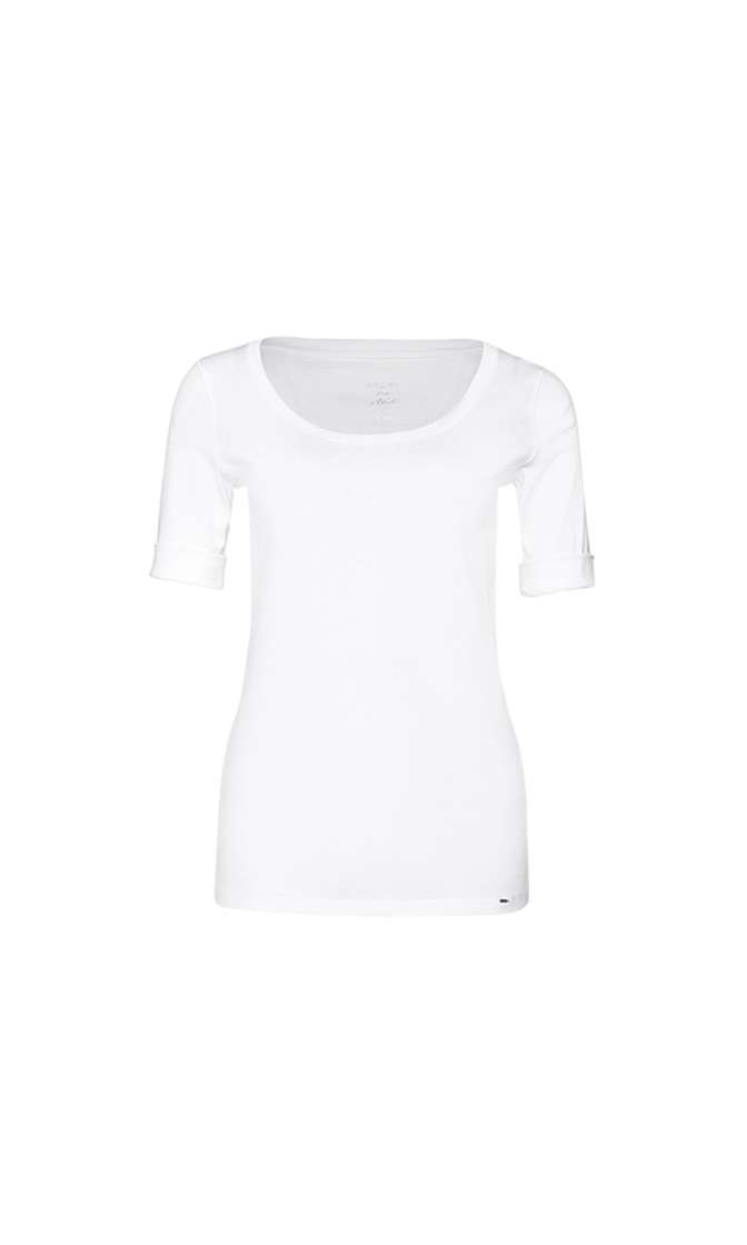 MARC CAIN +E 48.69 J14 hochwertiges Basic-Shirt weiss white 100