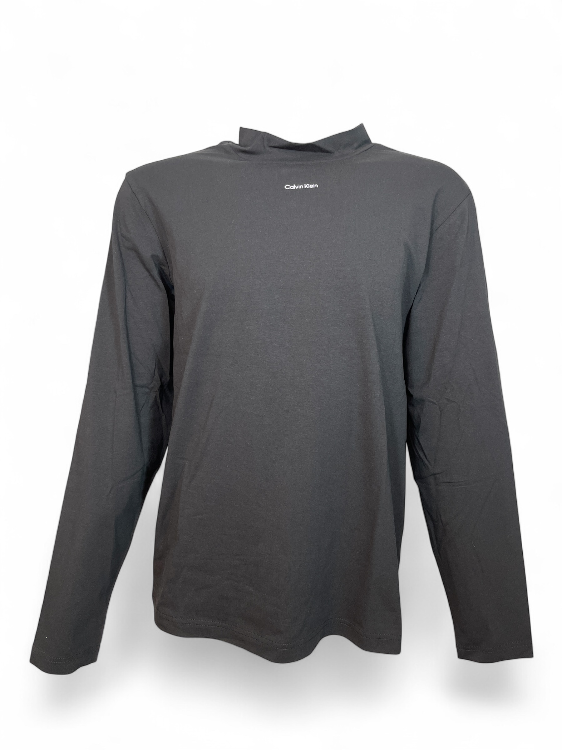 CALVIN KLEIN  K10K113792 NANO LOGO LS MOCK T-SHIRT BLACK