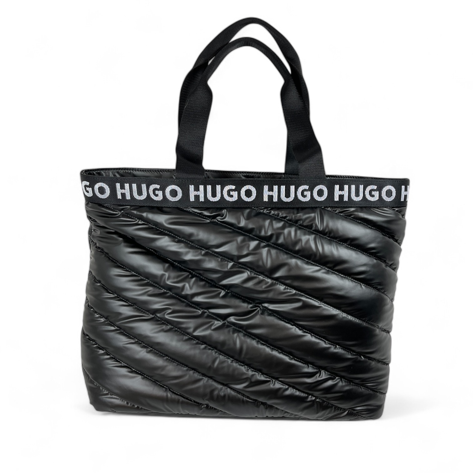 HUGO 50529280 Becky Tote-Puffy 10266545 01 Damen Shopper Gesteppte Tasche Logo Schwarz