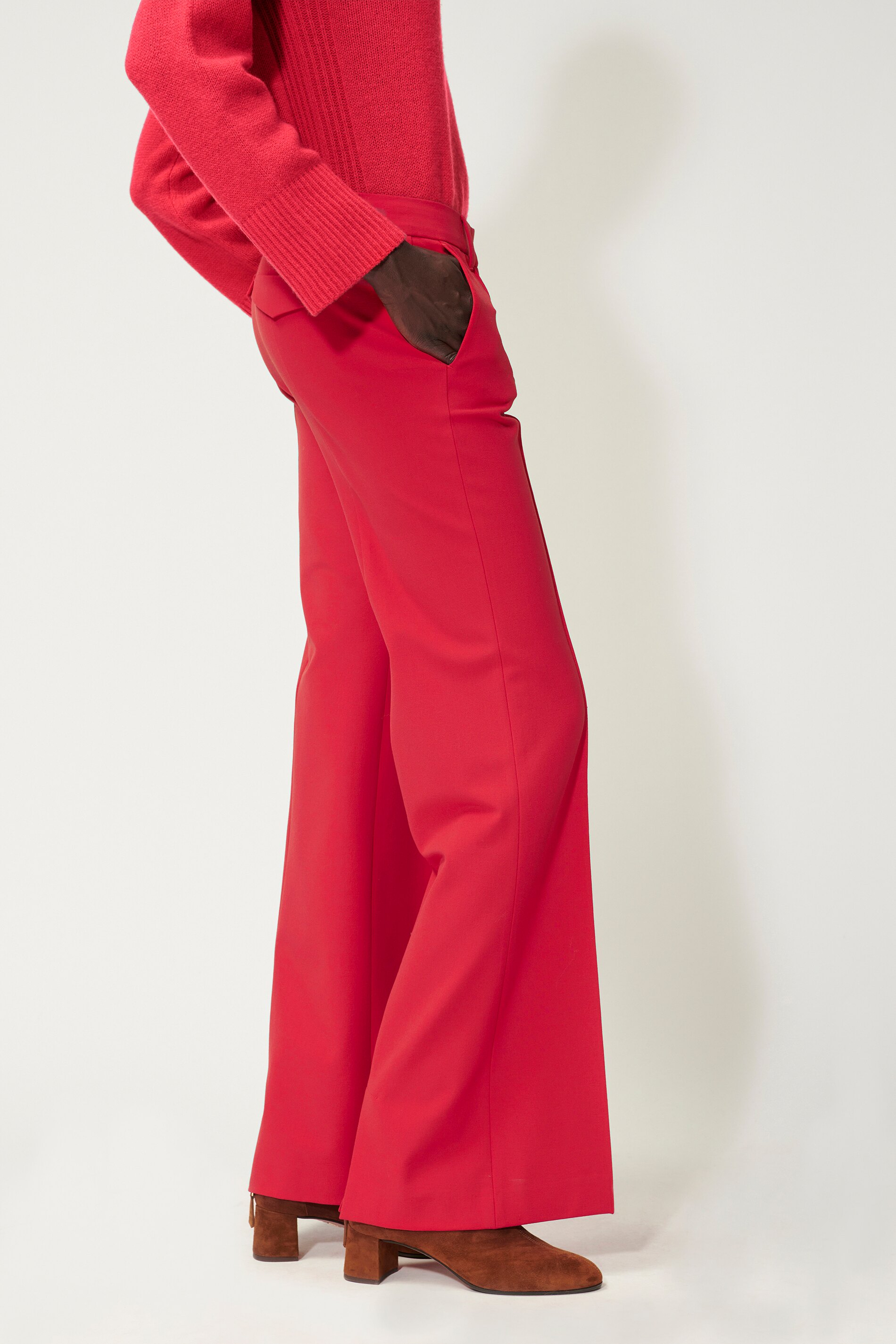 LUISA CERANO 688597/3310-0 Bootcut-Pants mit Saumschlitz Stretch Deep Red 465 LUISA CERANO 688597/3310-0 Bootcut-Pants mit Saumschlitz Stretch Deep Red 465