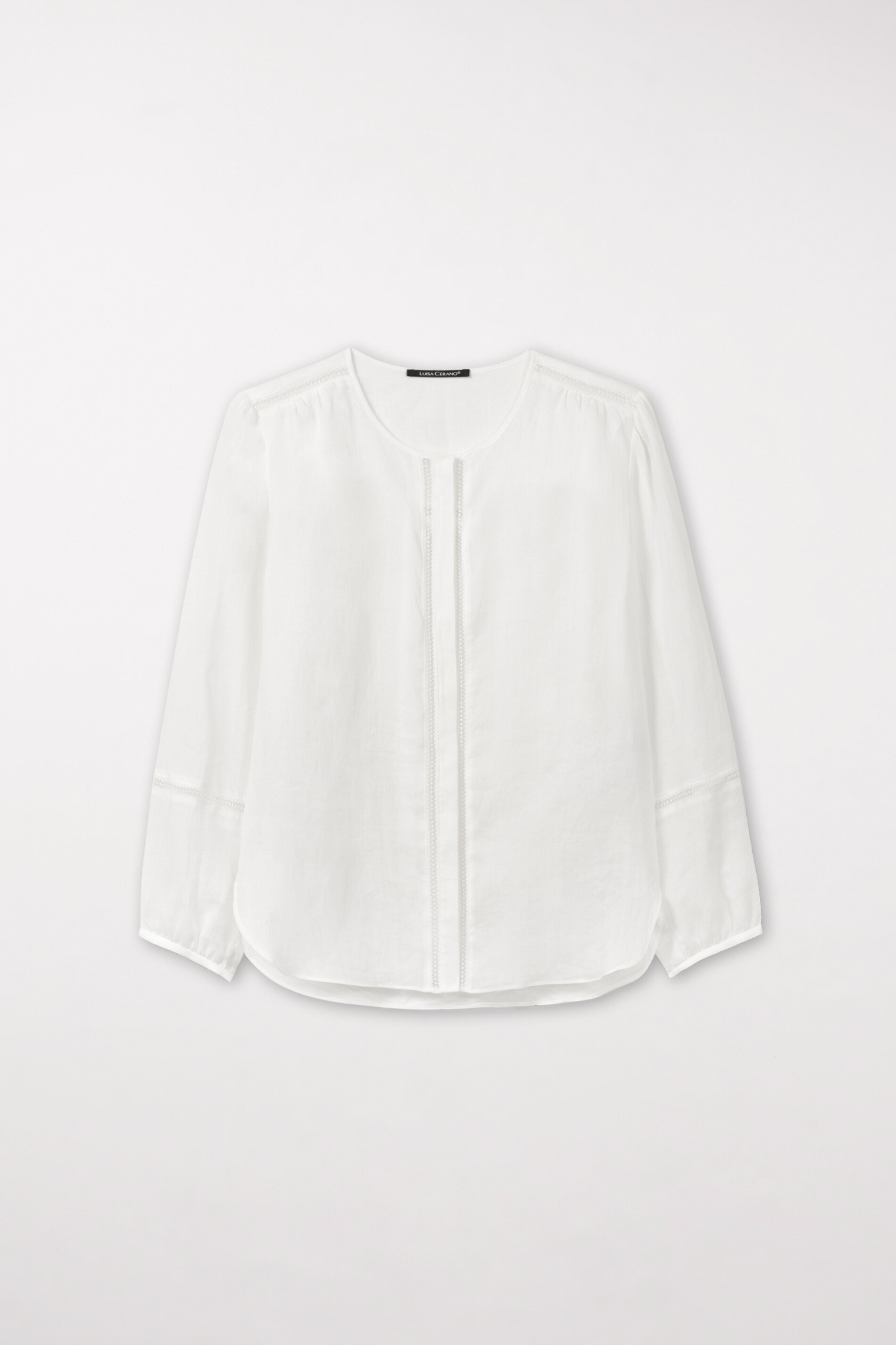 LUISA CERANO  298458/3500-0 Damen Bluse aus Ramie mit Ballonärmeln weiß