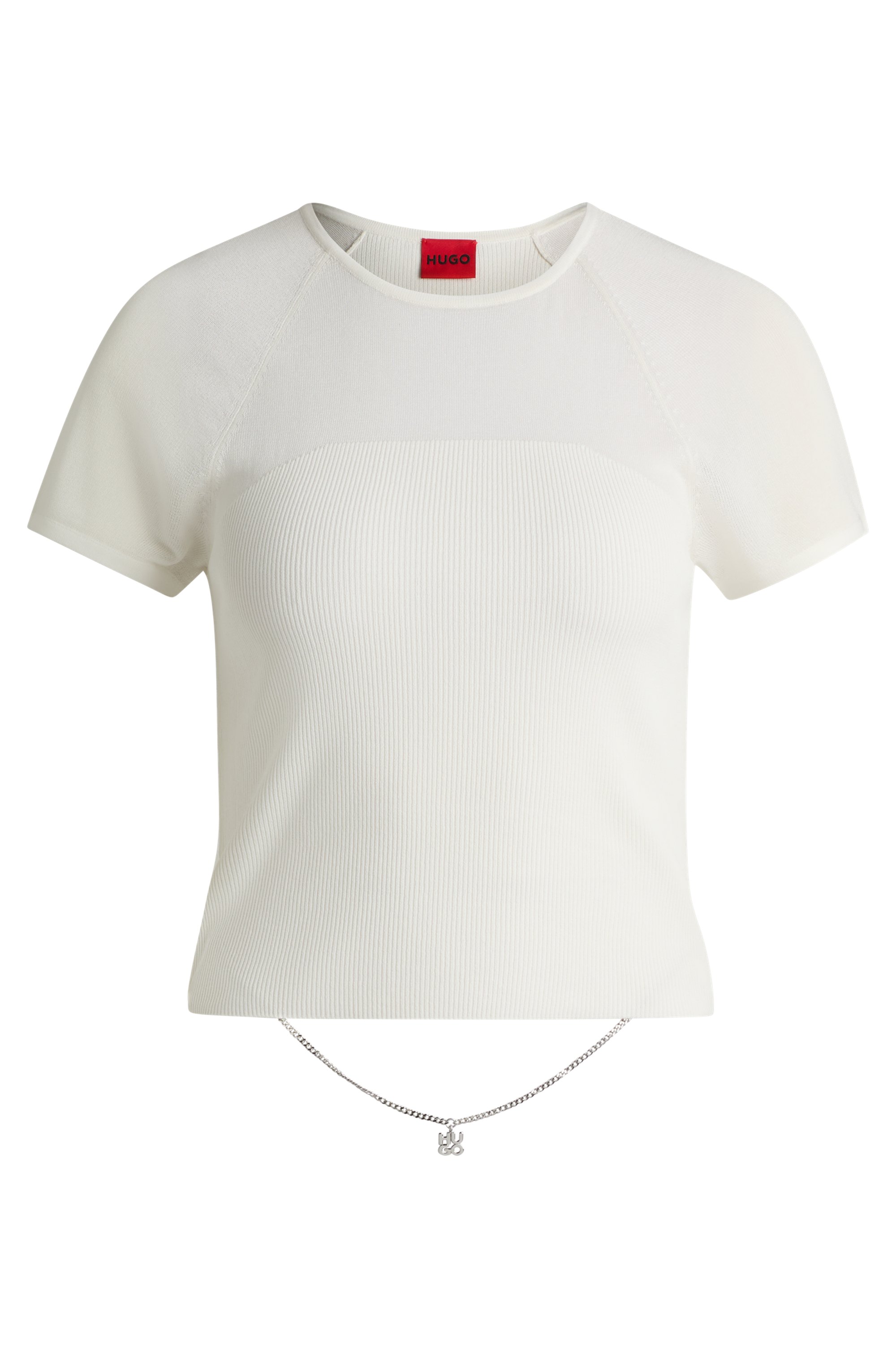 HUGO 50538232 Slevetta Verkürztes Top mit Cut-out und Logokette