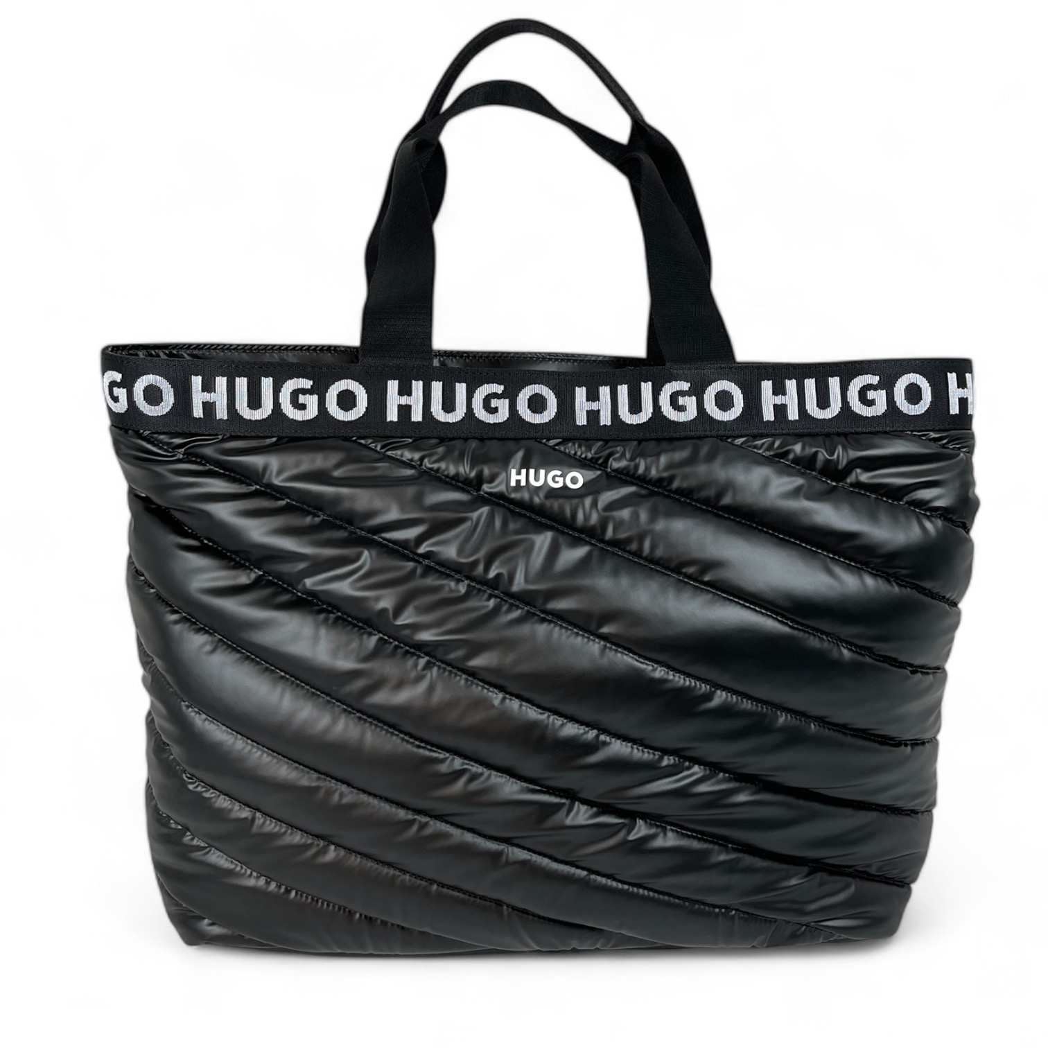 HUGO 50529280 Becky Tote-Puffy 10266545 01 Damen Shopper Gesteppte Tasche Logo Schwarz