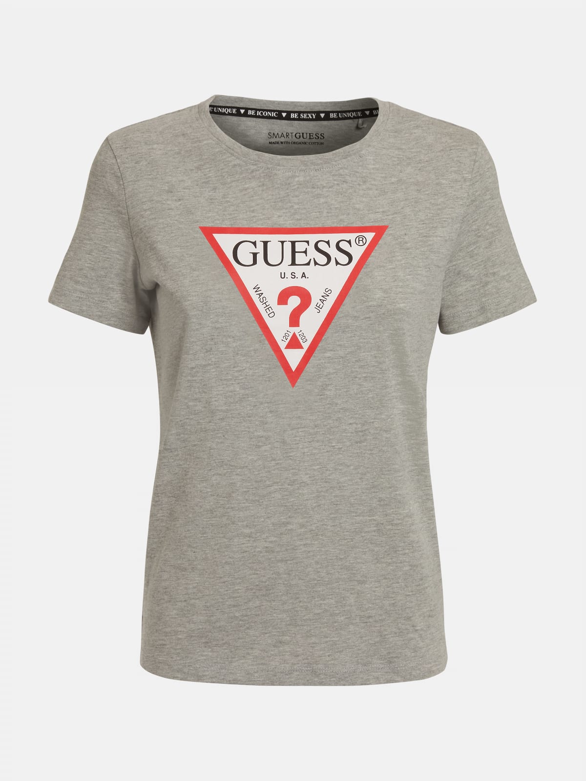 GUESS  W1YI1B I3Z11  Damen Logo-Print T-Shirt meliert Oliv