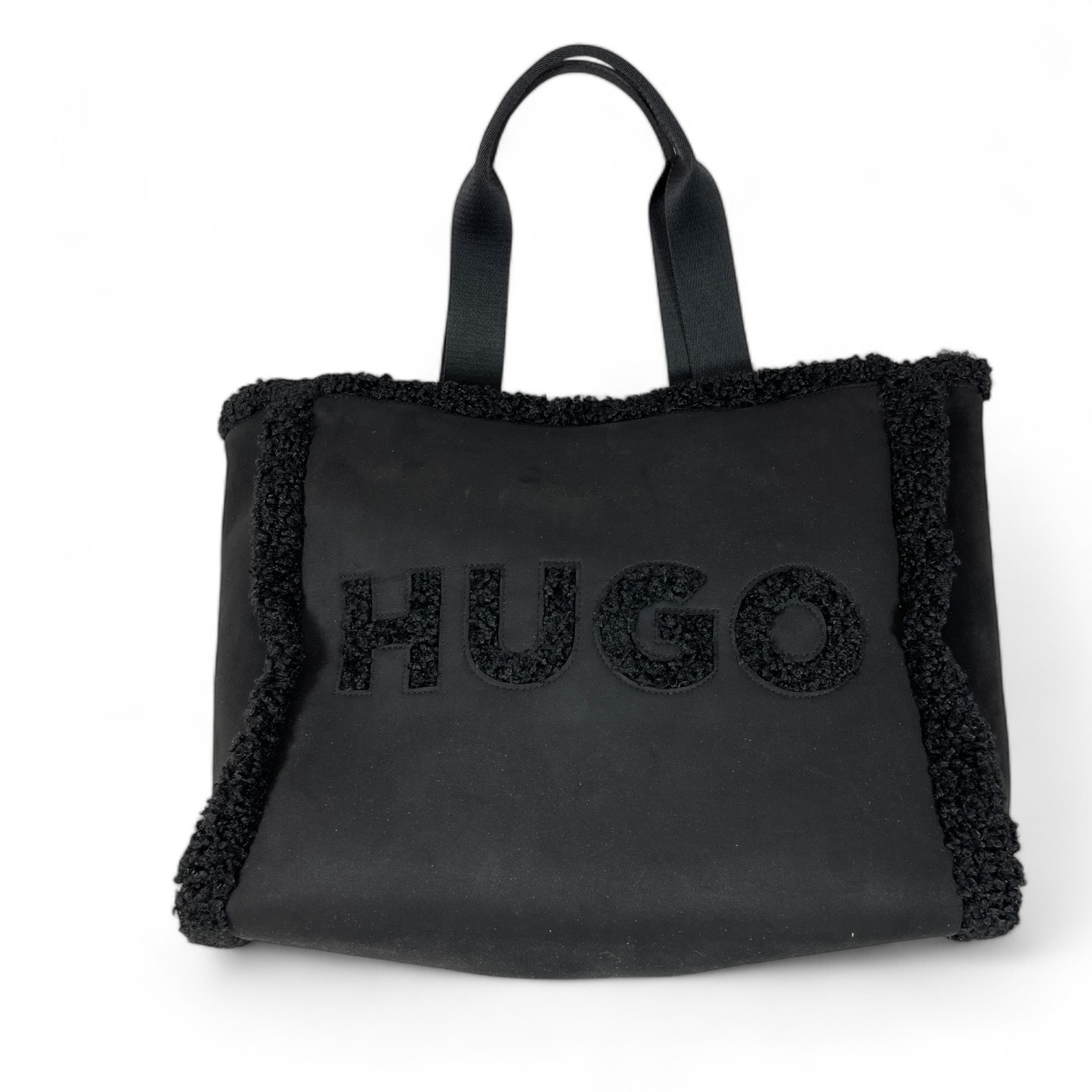 HUGO 50529375 Becky Tote-SFFUR 10266212 01 Damen Shopper  Teddyfell-Logo Schwarz