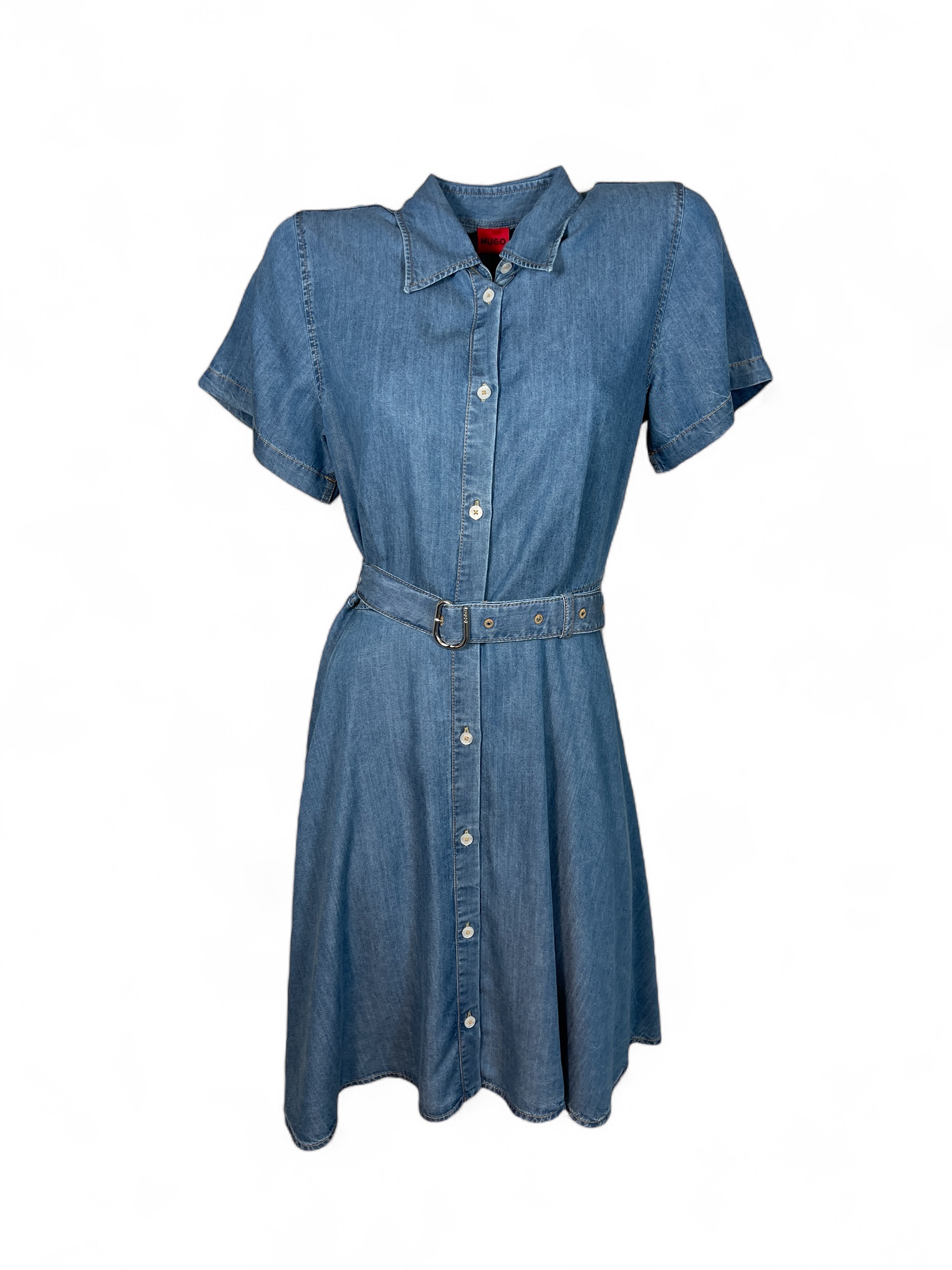 HUGO 50538862 Kastami 10270321 01 Damen Kleid in Jeansoptik Bright Blue