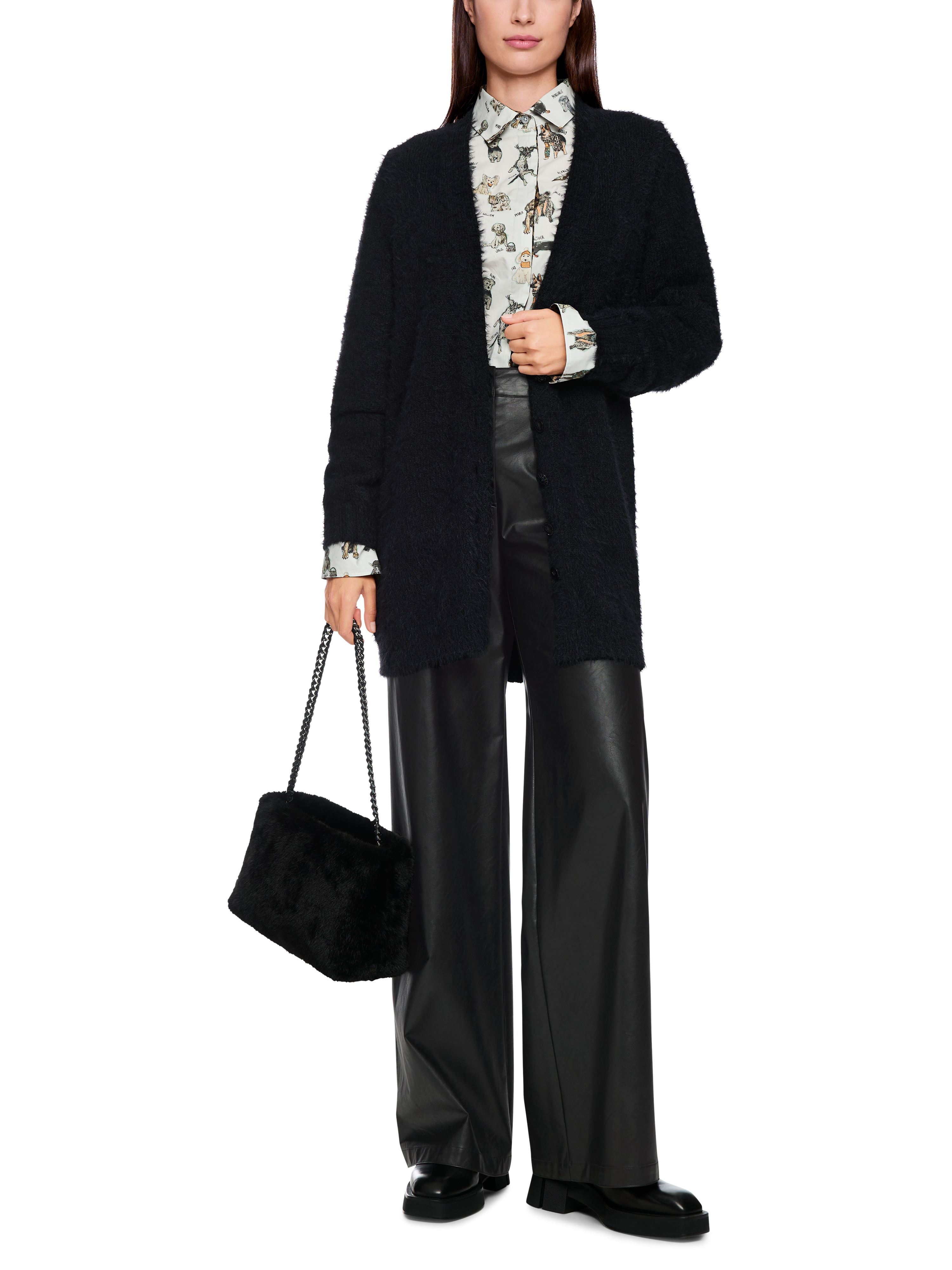 MARC CAIN ZP 81.08 W47 Kunstlederhose WARRI Wide Fit Schwarz