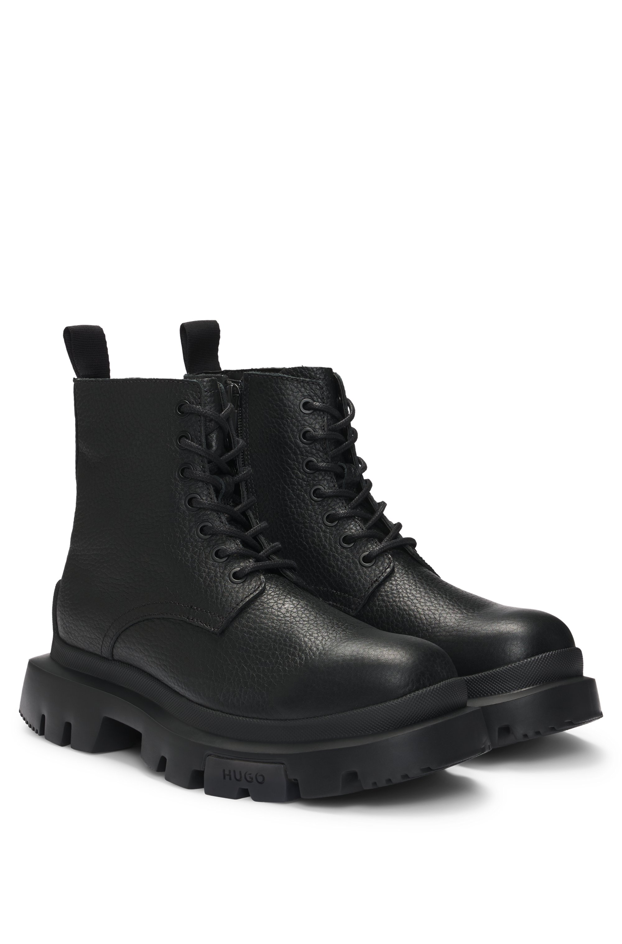 HUGO 50523891 Fabyan_halb_ltgr Herren Leder Boots Schwarz