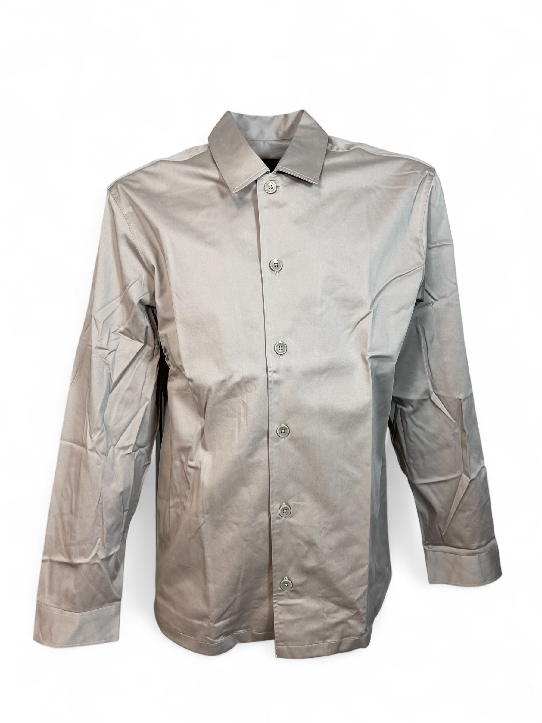 CALVIN KLEIN  K10K112627 STRETCH SATEEN TAILORING SHIRT HERREN HEMDJACKE  STEIN GREY