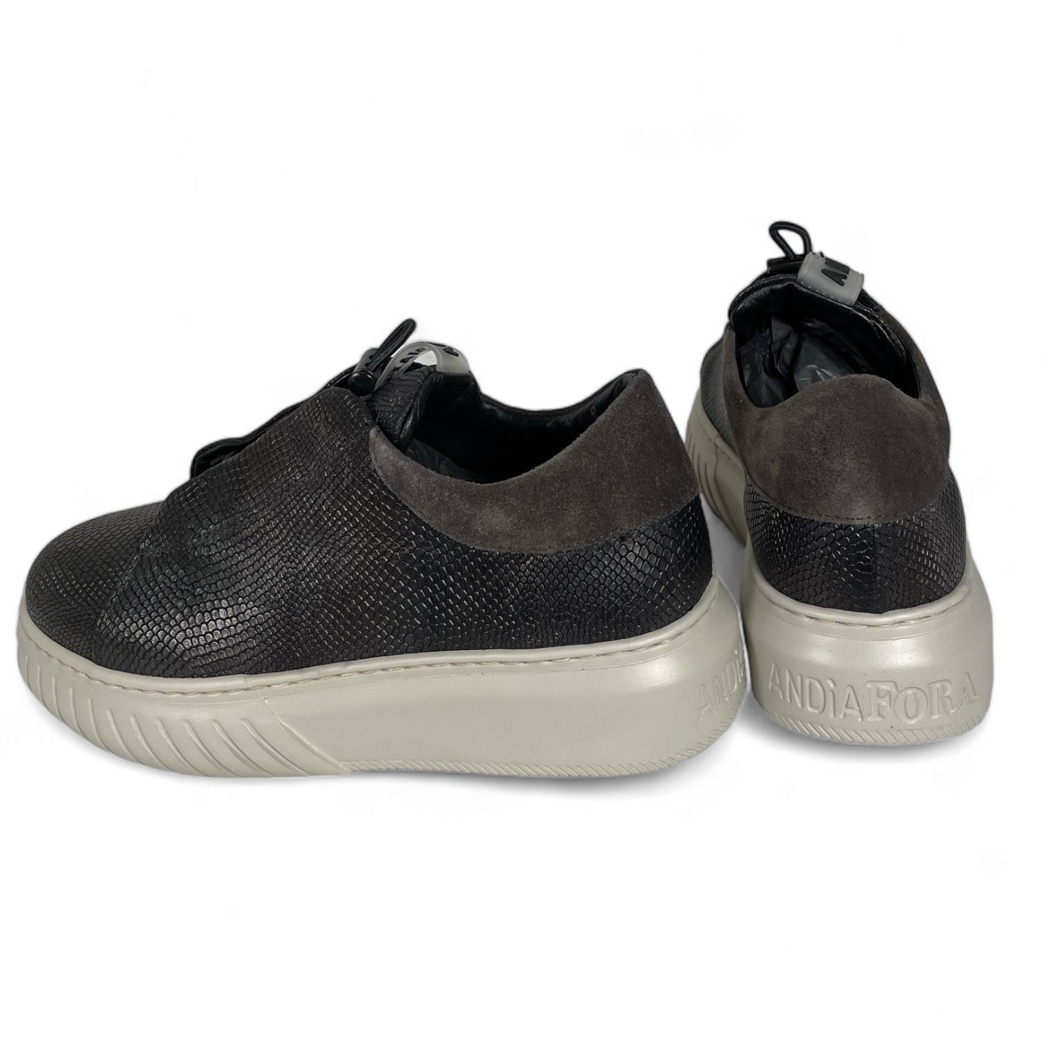 ANDIA FORA DOVER - LIBI 24 SUEDE CITRINE DAMEN SLIPPER REPTILMUSTER SNEAKER BLACK