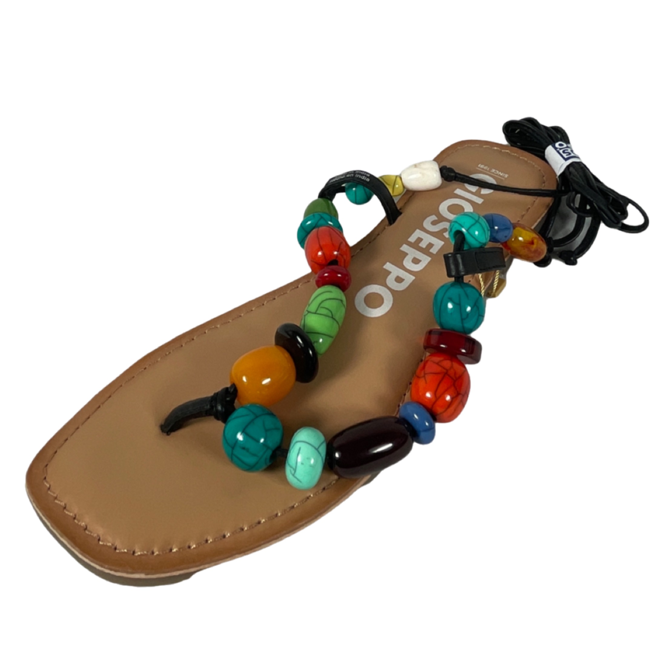GIOSEPPO 69160 CHALLEX Damen Sandalette Zehentrenner Fesselriemen zum Binden multicolor
