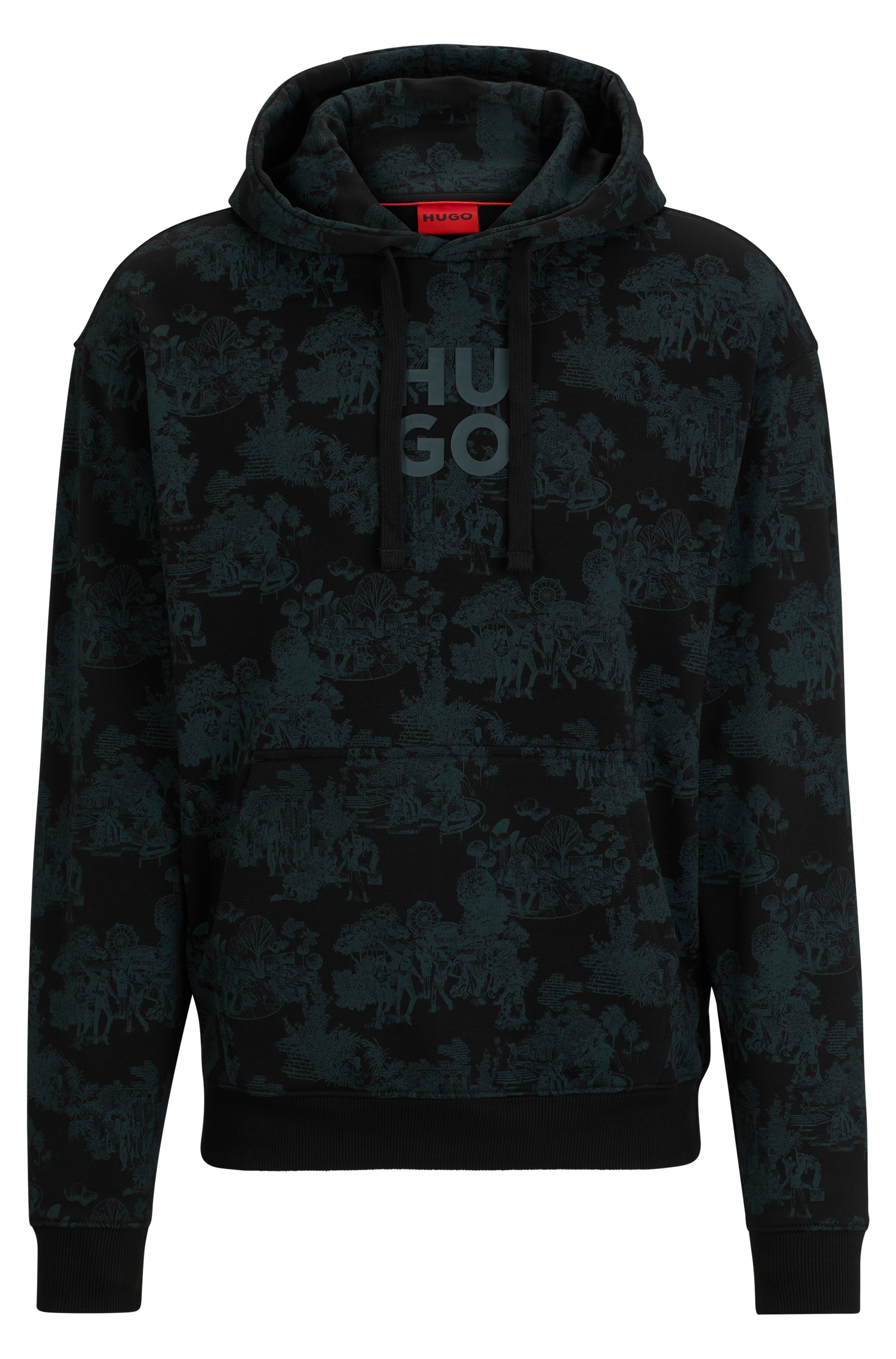 HUGO 50505514 Douy Hoodie Kapuzen-Sweatshirt  mit Logo grau charcoal