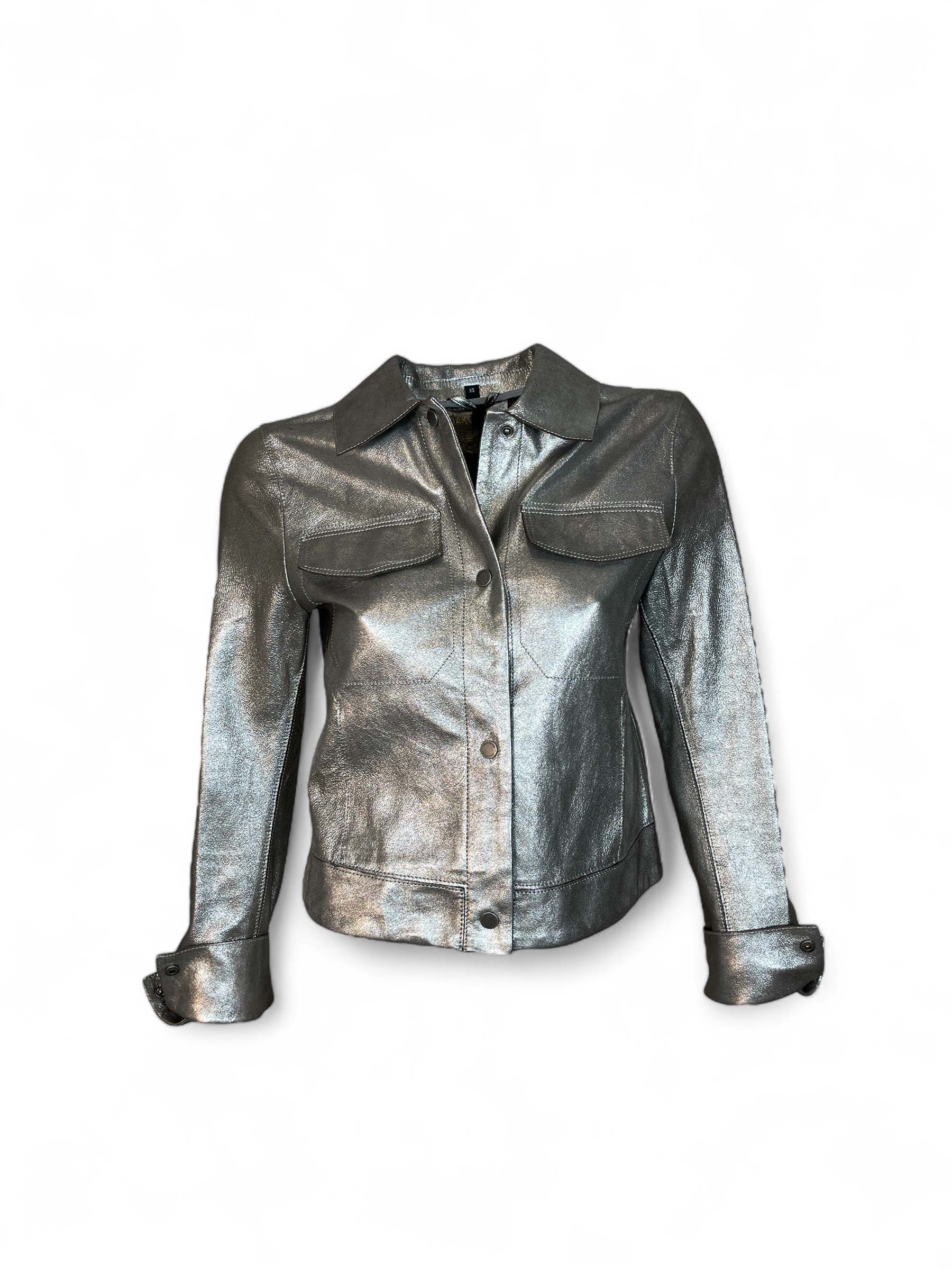 OAKWOOD - RUBY METAL 64872 Kurze Lederjacke Silver Metallic