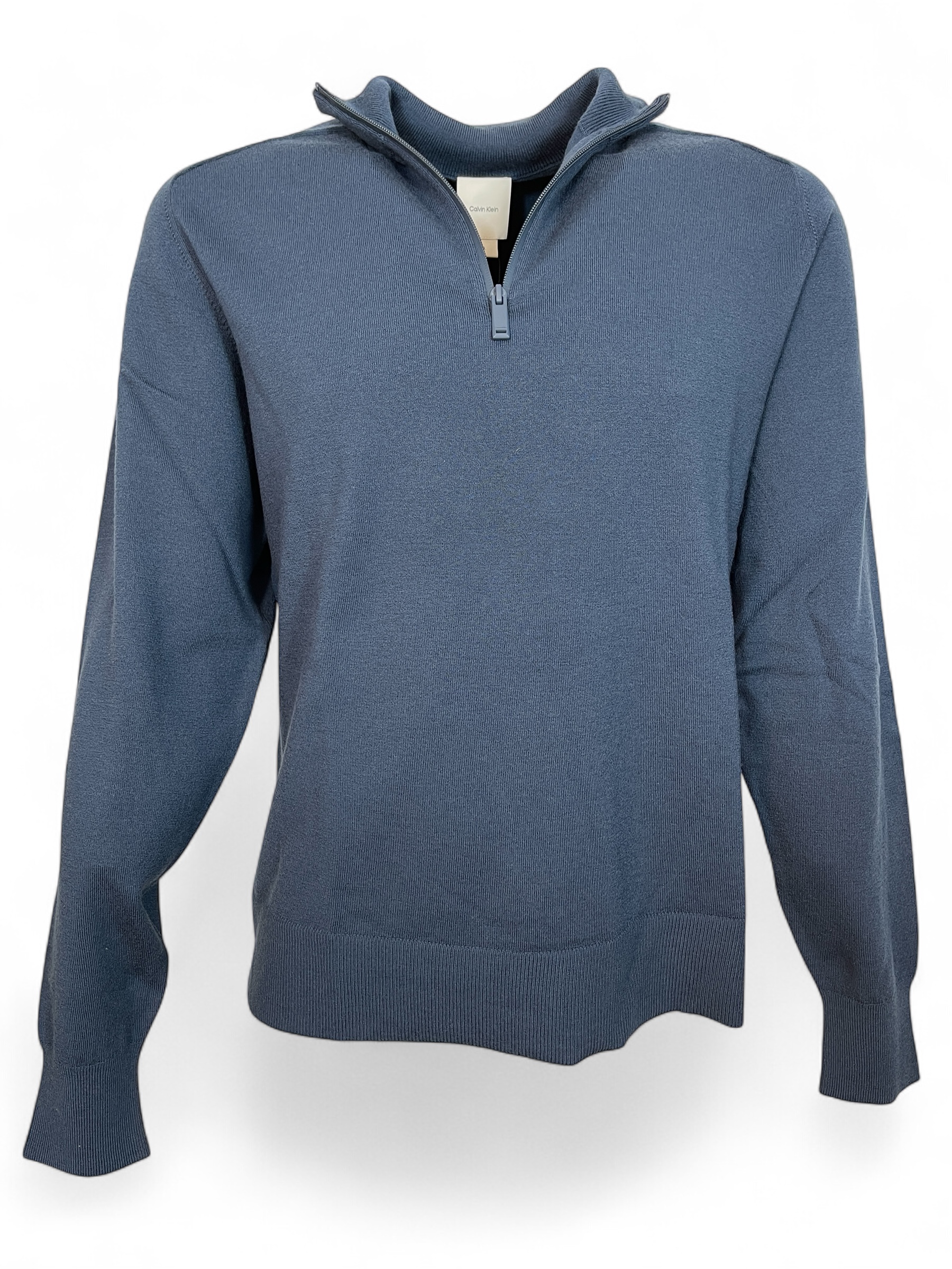 CALVIN KLEIN  K10K113413 TECH MERINO STRETCH QUARTER ZIP STRICK TROYER BLUE