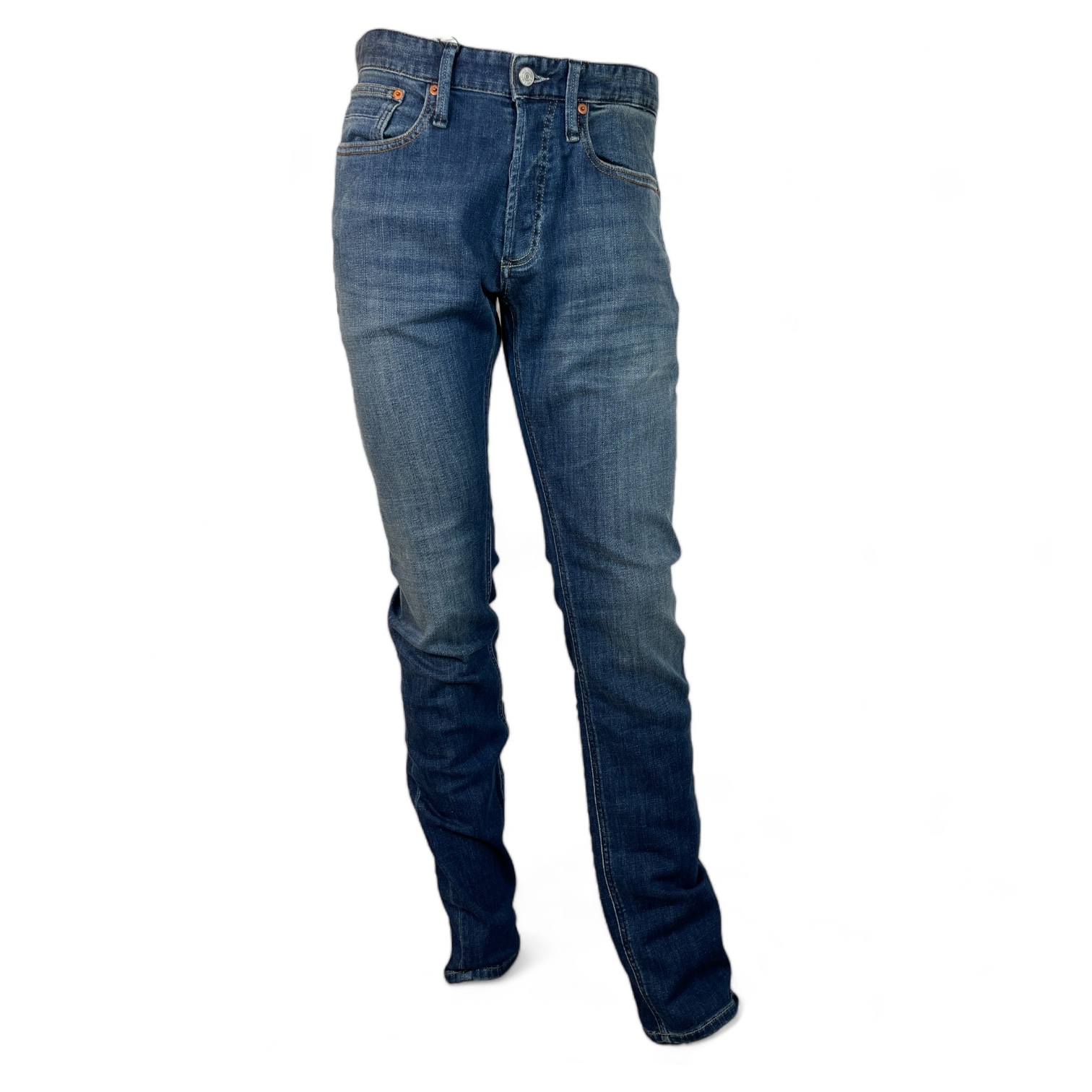 DENHAM 01-23-08-11-107 RIDGE AWD STRAIGHT FIT HERREN JEANS MIT KNOPFLEISTE DARK BLUE