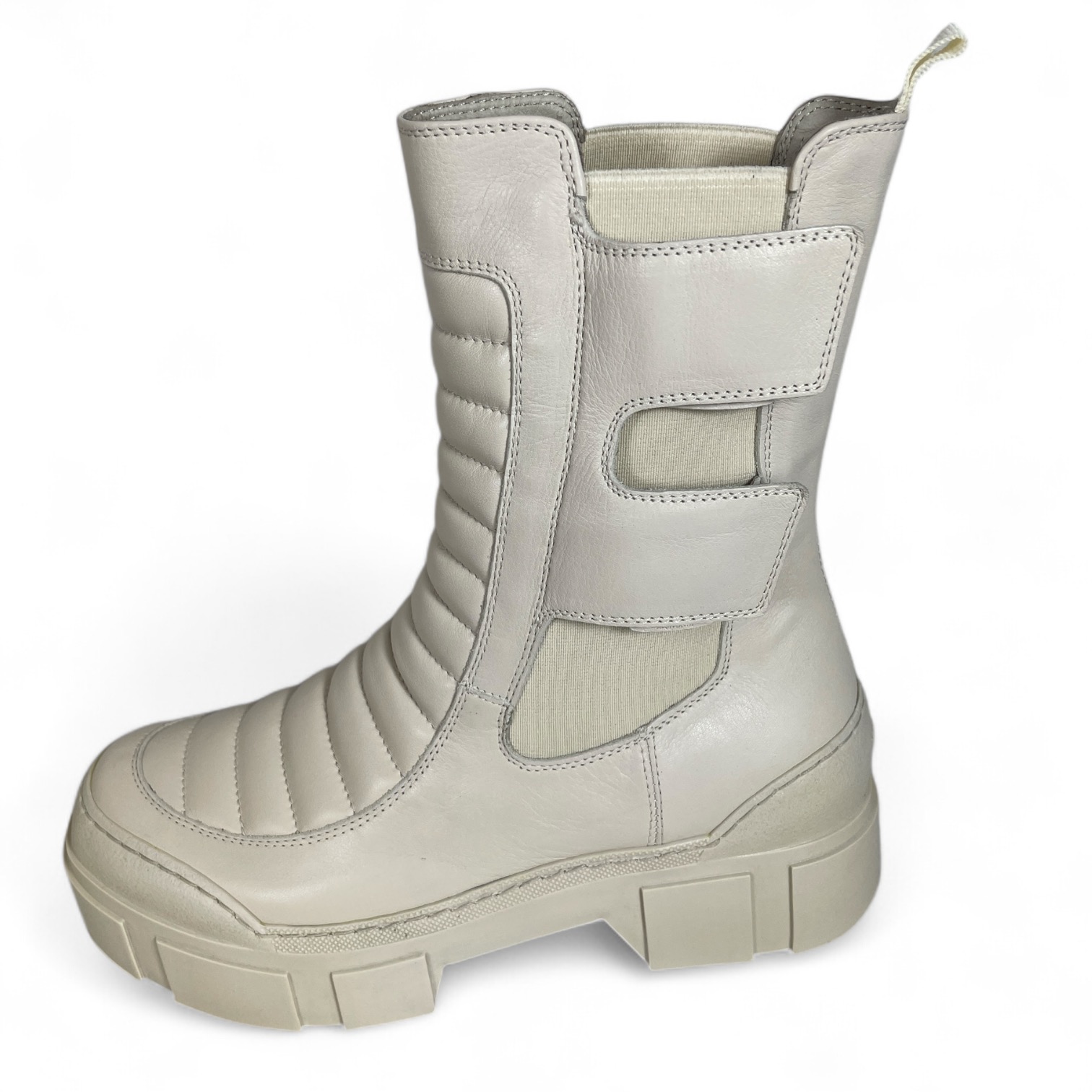 VIC MATIE - 2012 GOSPEL LEDER PLATEAU-STIEFELETTEN BOOTS STRETCH-EINSÄTZE BEIGE OSSO 112