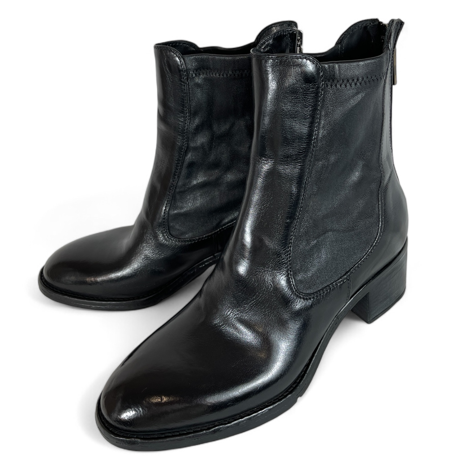 LEMARGO AP06A RANCH STRETCH DAMEN LEDER STIEFELETTE NERO.