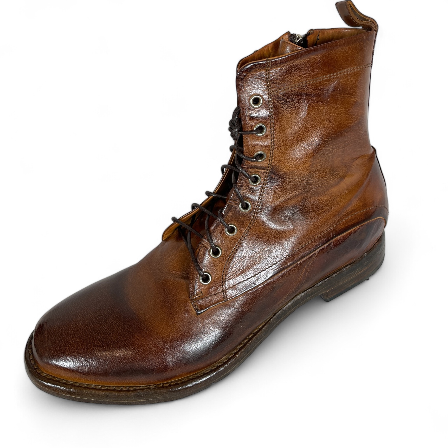 LEMARGO AB24A RANCH HERREN LEDER STIEFELETTE IN STONE-WASHED OPTIK COGNAC