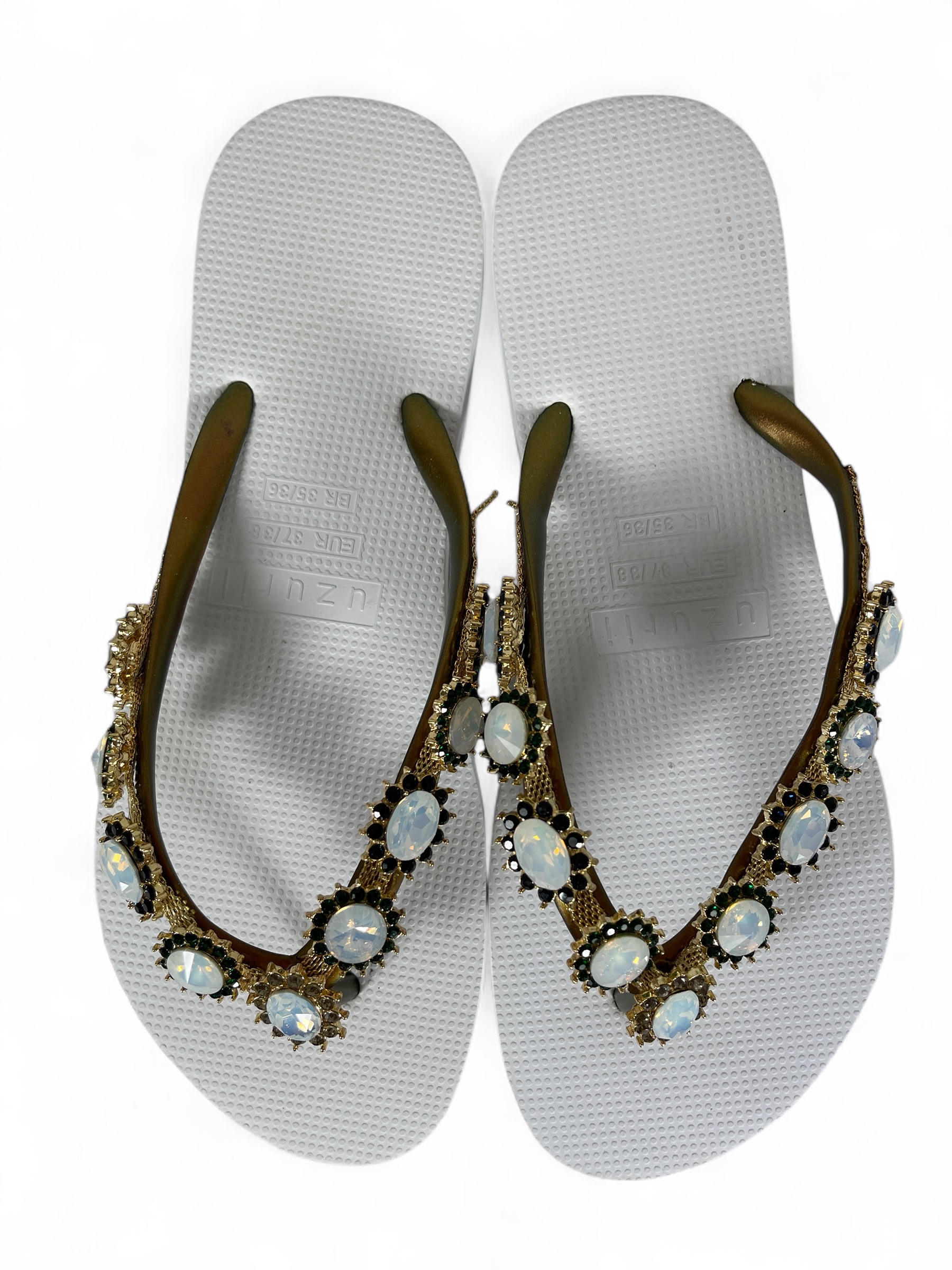 UZURII PEARL MONROE DAMEN FLIP FLOPS BADE ZEHENTRENNER STRASSSTEINE WHITE
