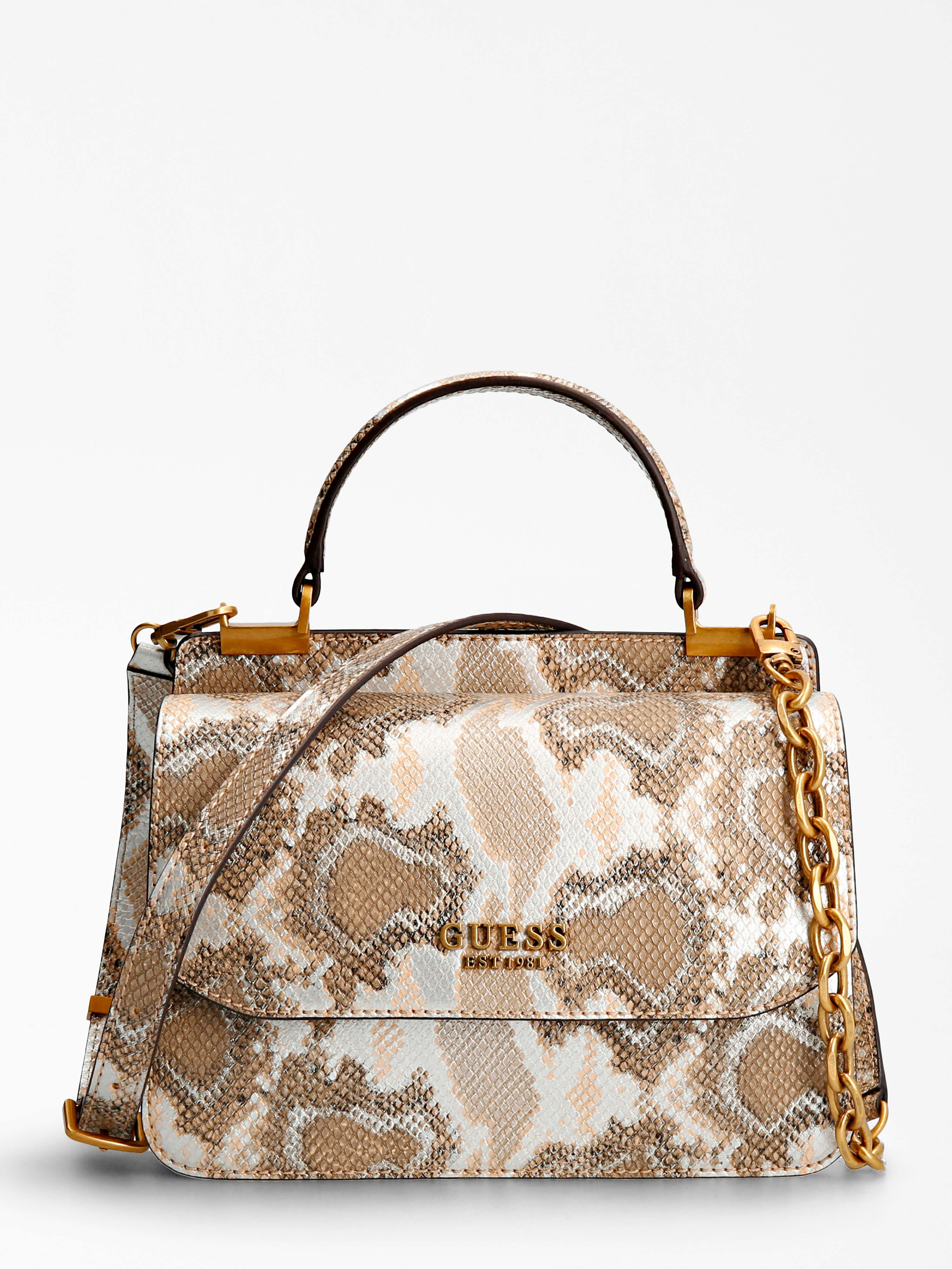 GUESS HWKB85 48200 Damen Handtasche Handbag Lederimitat Reptilmuster Print